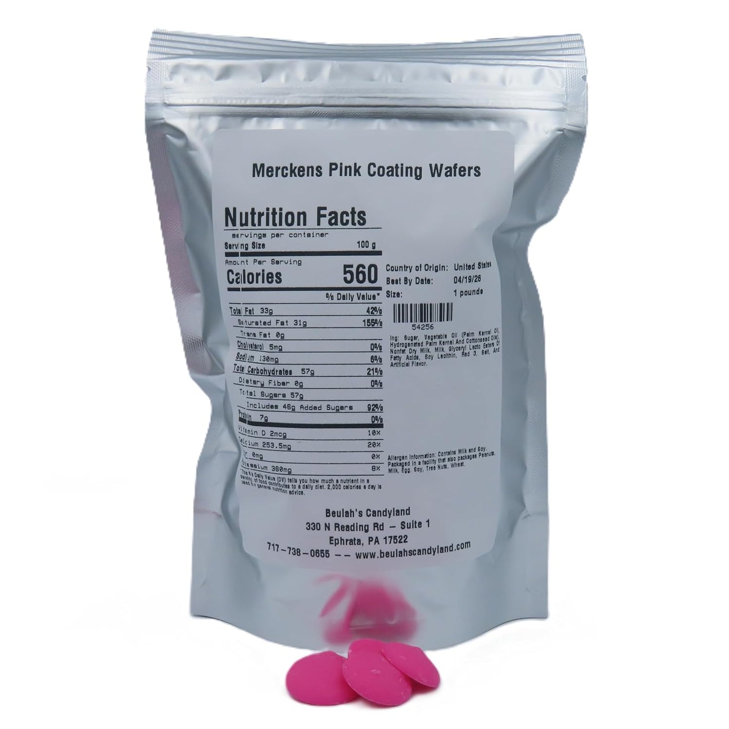 MERCKENS Coating Wafers, Pink Melting Chocolate, 1 Pound Package