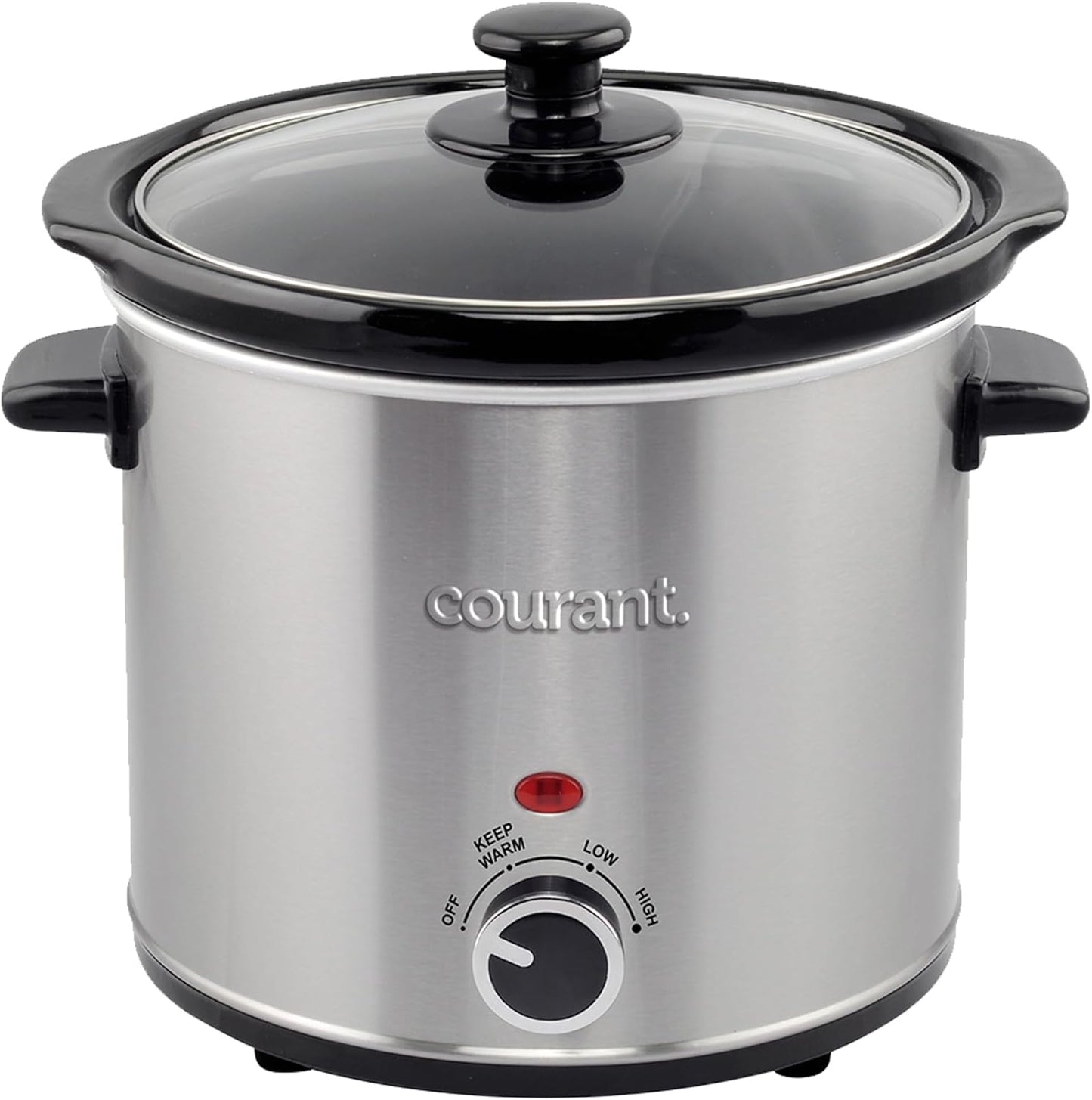 Courant Slow Cooker 3.2 Quart - Stainless Steel, Removable Ceramic Insert & Glass Lid With Three Temperature Settings