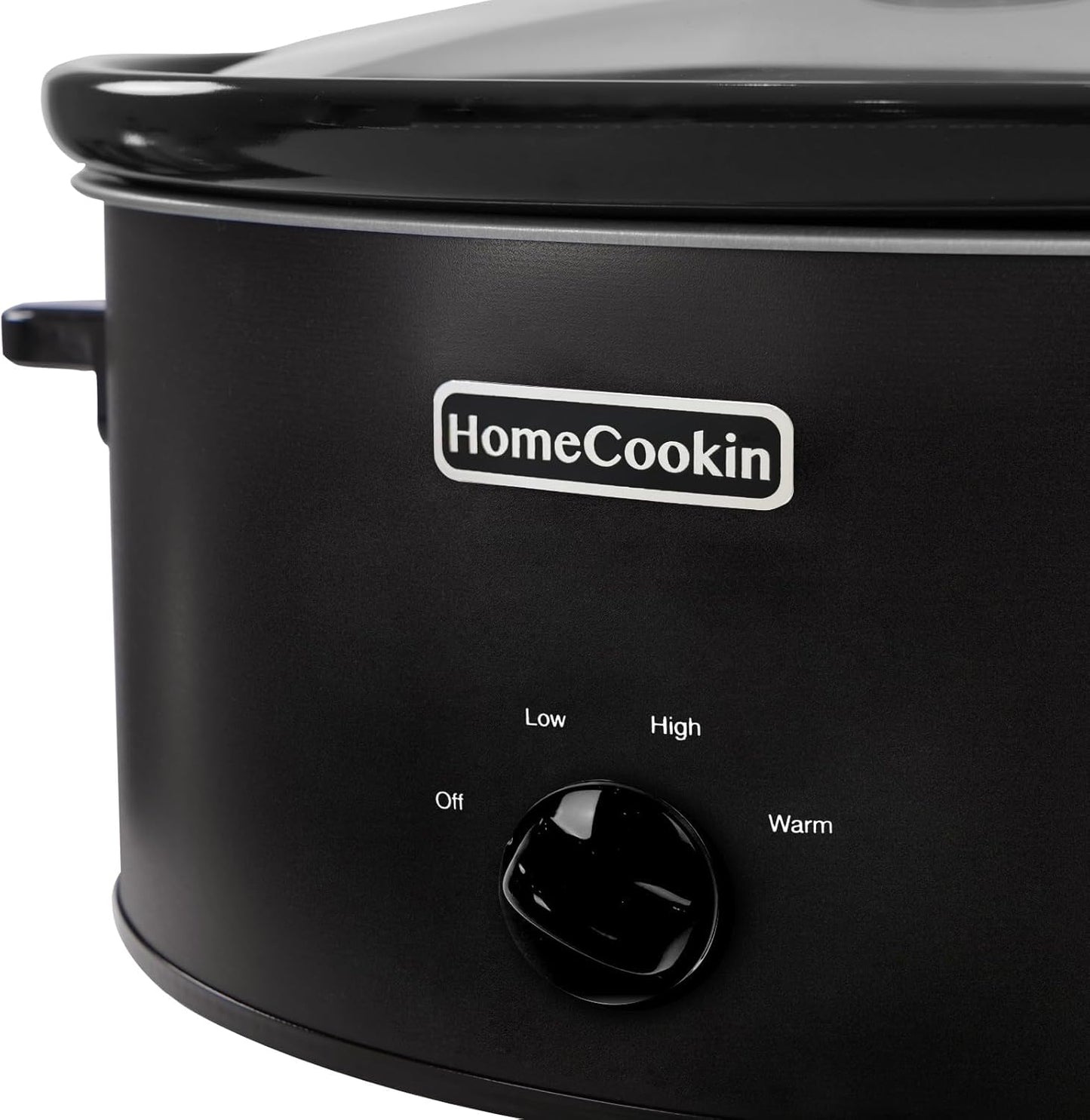 HOMECOOKIN 6 Quart Slow Cooker Oval Manual Pot Food Warmer with 3 Cooking Settings, Black Stainless Steel