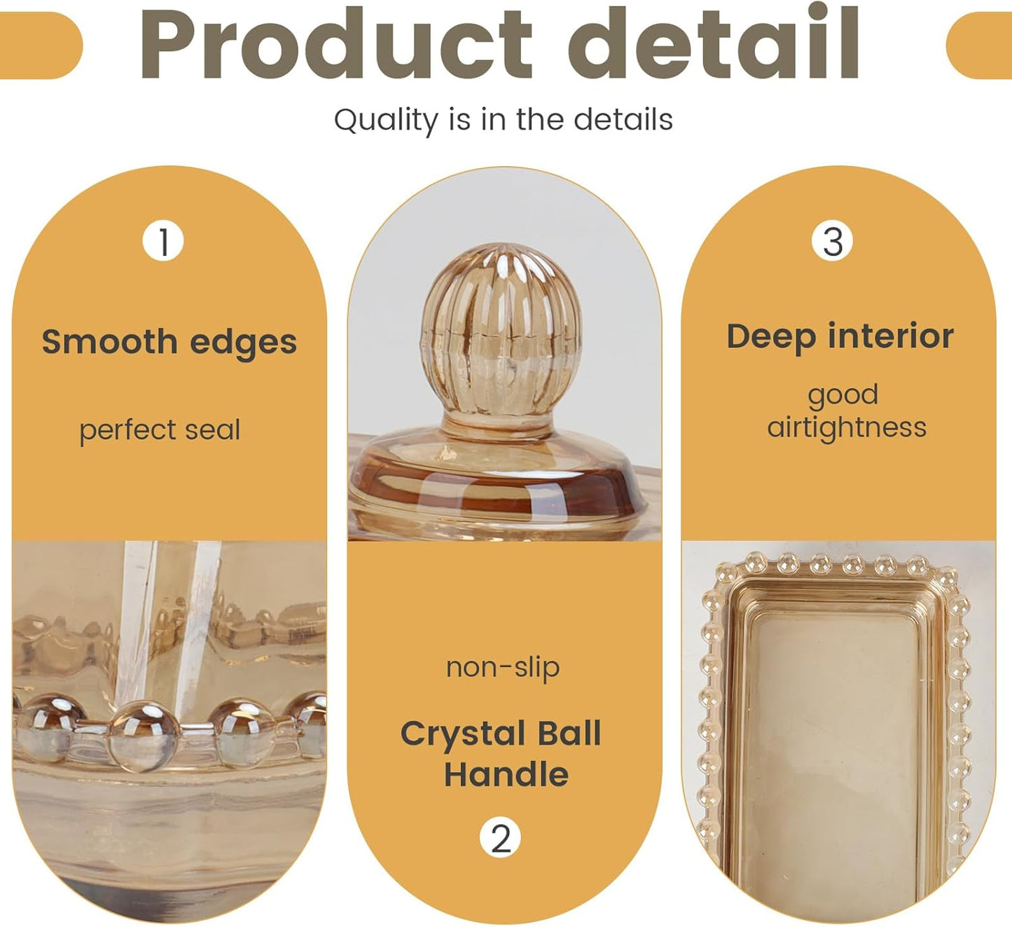 Glass Butter Dish with Lid for Countertop Amber Vintage Crystal Butter Holder for Counter,Covered Glass Butter Keeper on Counter Butter Tray for Refrigerator(Amber)