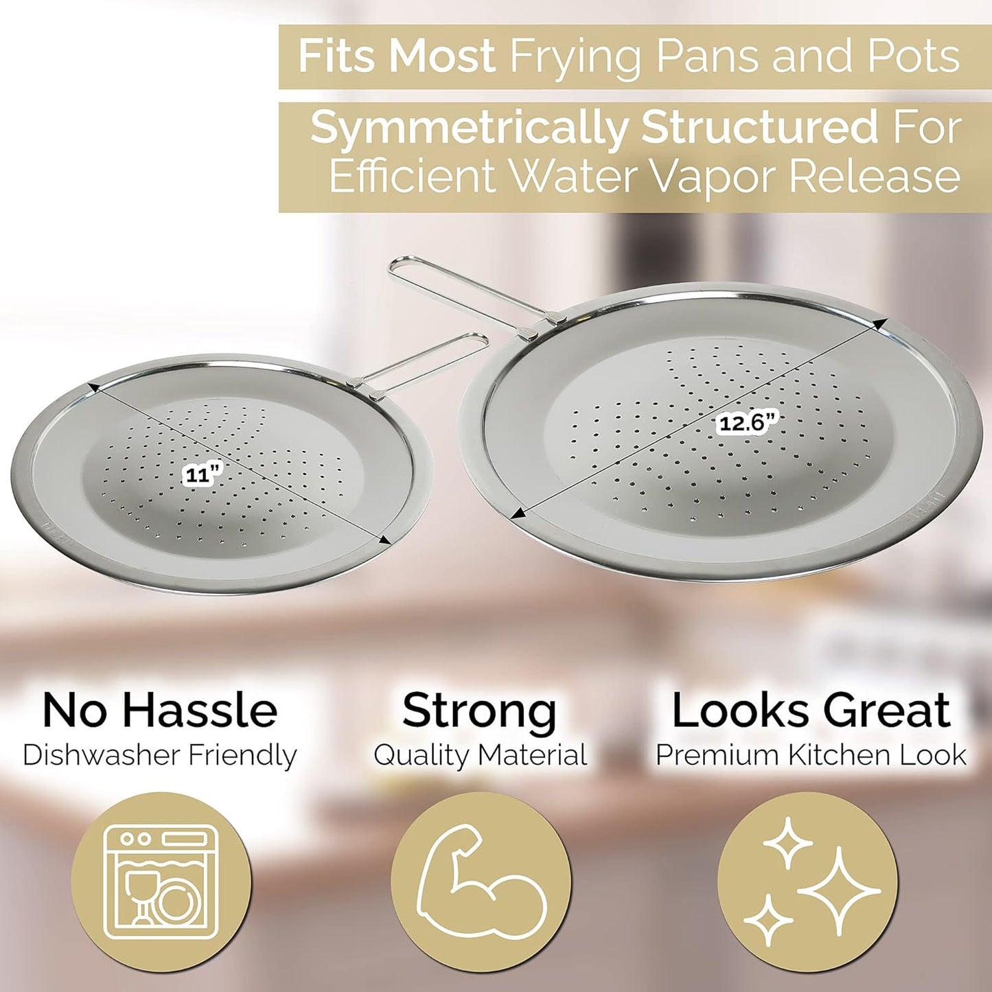 LUCETE Stainless Steel Splatter Screen 11" – Hot Grease Splatter Screen for Frying Pan - Oil Splash Guard - Protect your Skin from Burn & Keep Your Kitchen Cleaner (11inch)