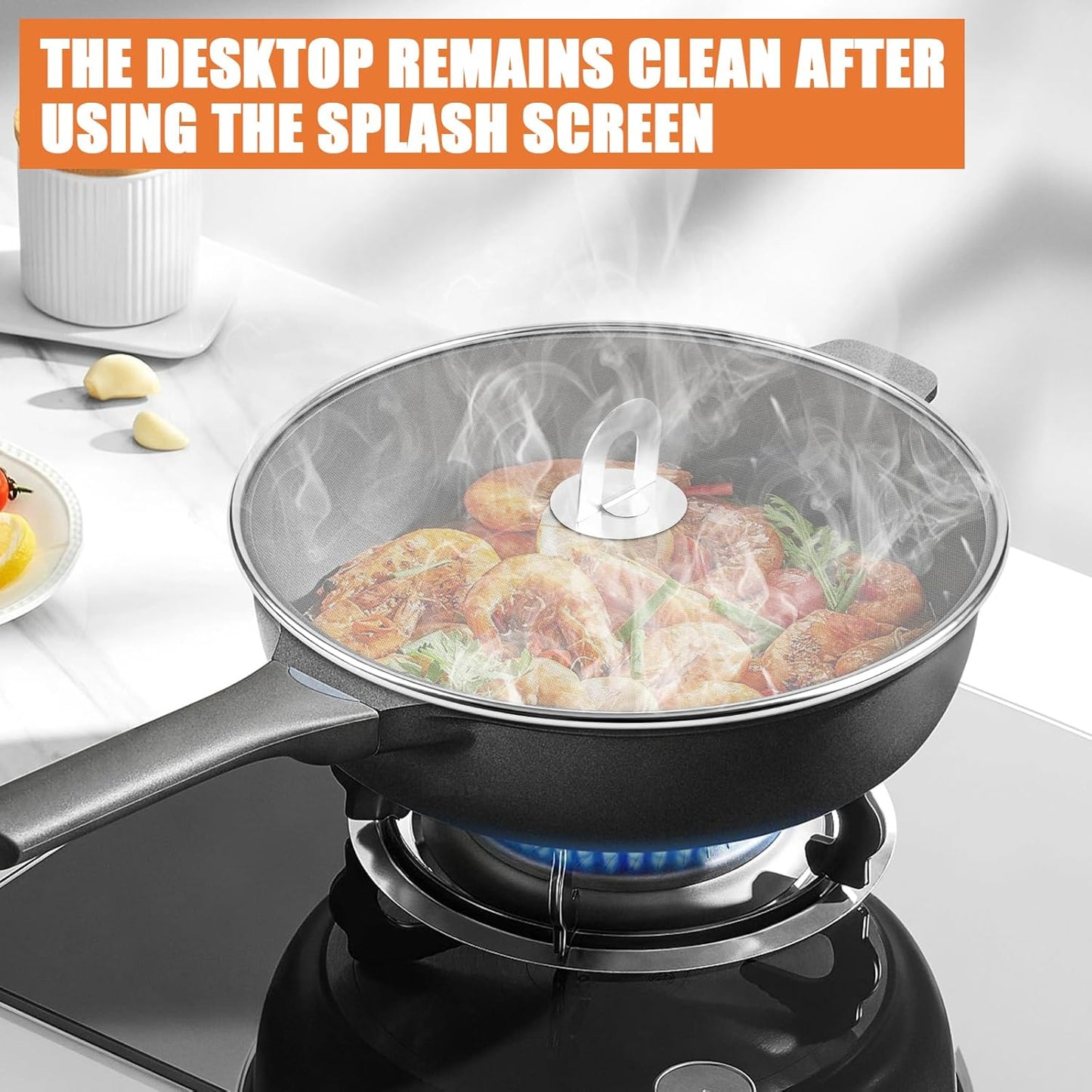 3-Pack Splatter Screens for Frying Pan - Stainless Steel Grease Splatter Guard with Foldable Knob, Ultra-Fine Mesh, Rust-Free (10", 11.5", 13") - No Oil Mess, No Burns