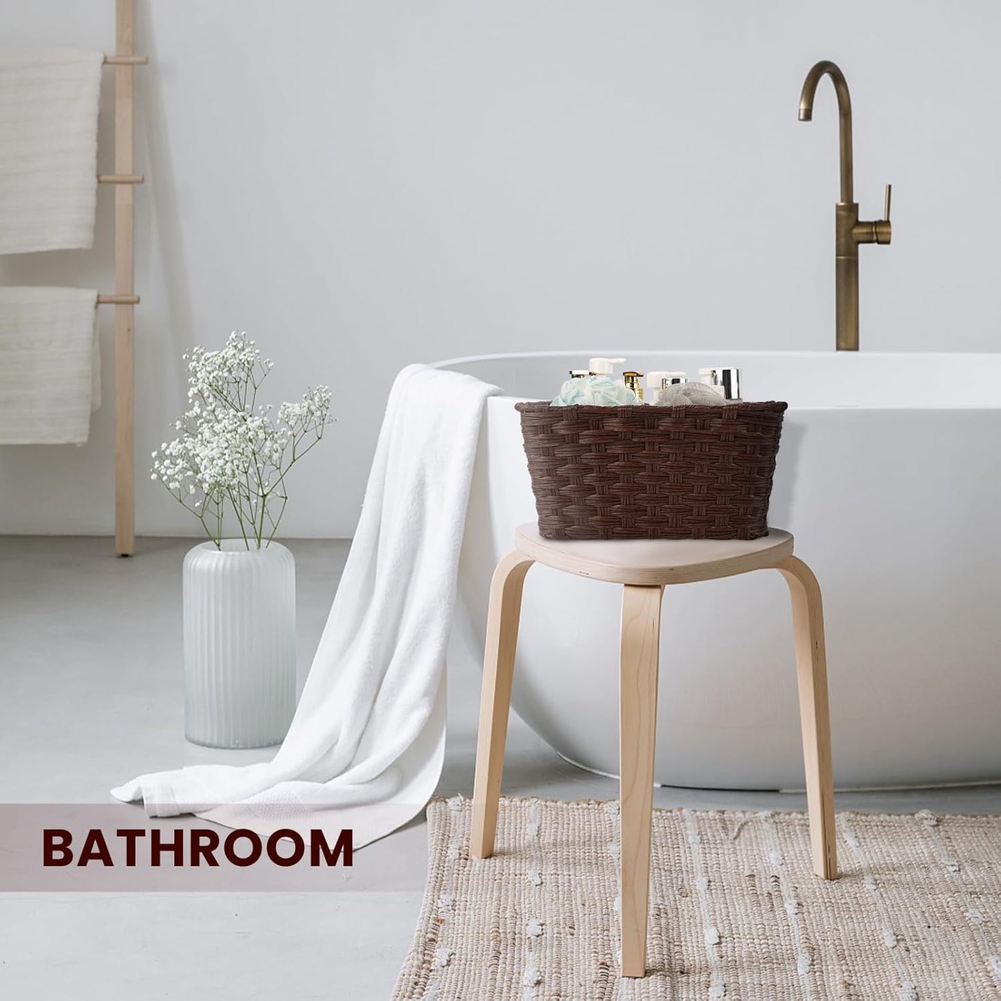 Wicker Storage Baskets, Baskets for Shelves, Toilet Paper, Woven Storage Baskets for Organizing, Brown, 12" x 12" x 6", 2-Pack