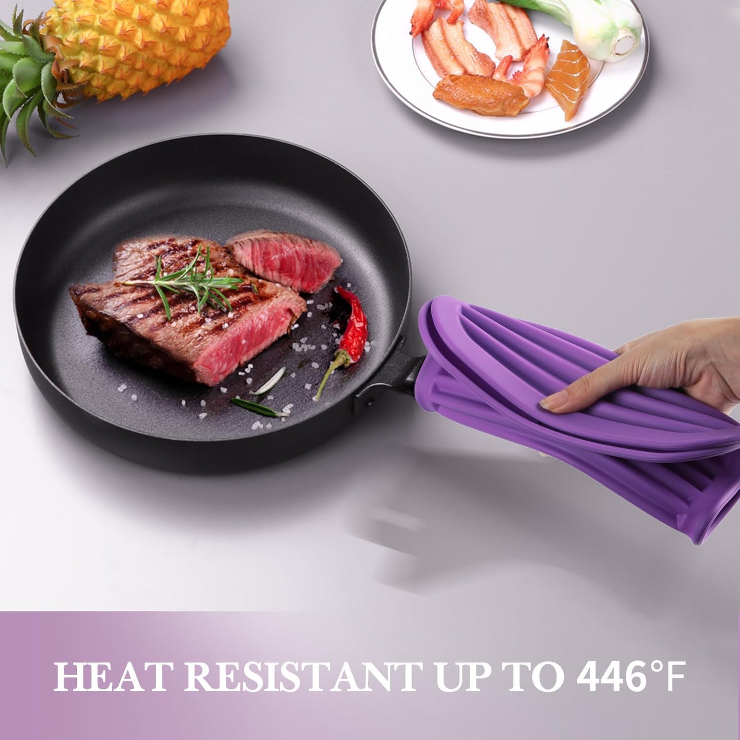 Silicone Trivet for Hot Dishes, 2 Pack Purple Heat Resistant Silicone Hot Pads Pot Holders for Kitchen Counter Non-Slip Trivets for Hot Pots and Pans, 9'' x 12'' Large Dish Drying Mat & Spoon Rest