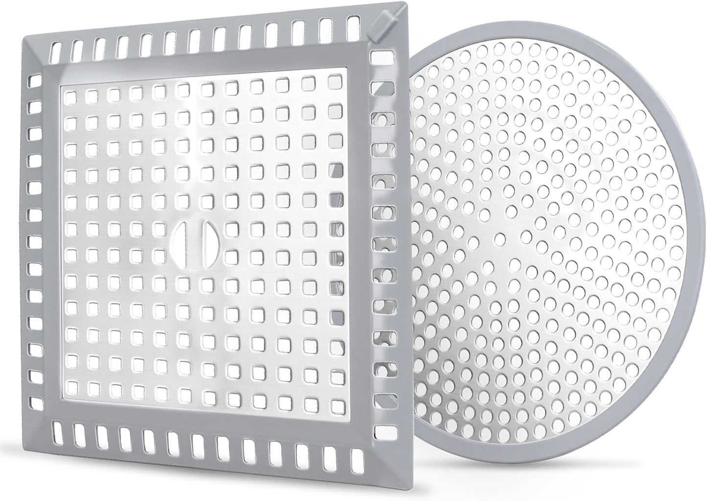 Makerfire 2PCS Shower Drain Hair Catcher, 4.72'', Flat Shower Drain Cover/Filter, Bathroom/Kitchen Sink Drain Strainer, Stainless Steel and Silicone