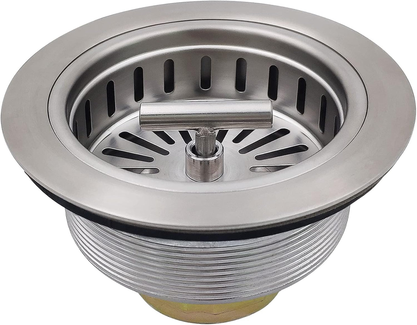 3-1/2 Inch Brushed Nickel Sink Strainers for Kitchen Sink, Stainless Steel Kitchen Sink Drain Strainer Assembly with Strainer Basket And Drain Stopper, US Standard Kitchen Sink Drain Replacement