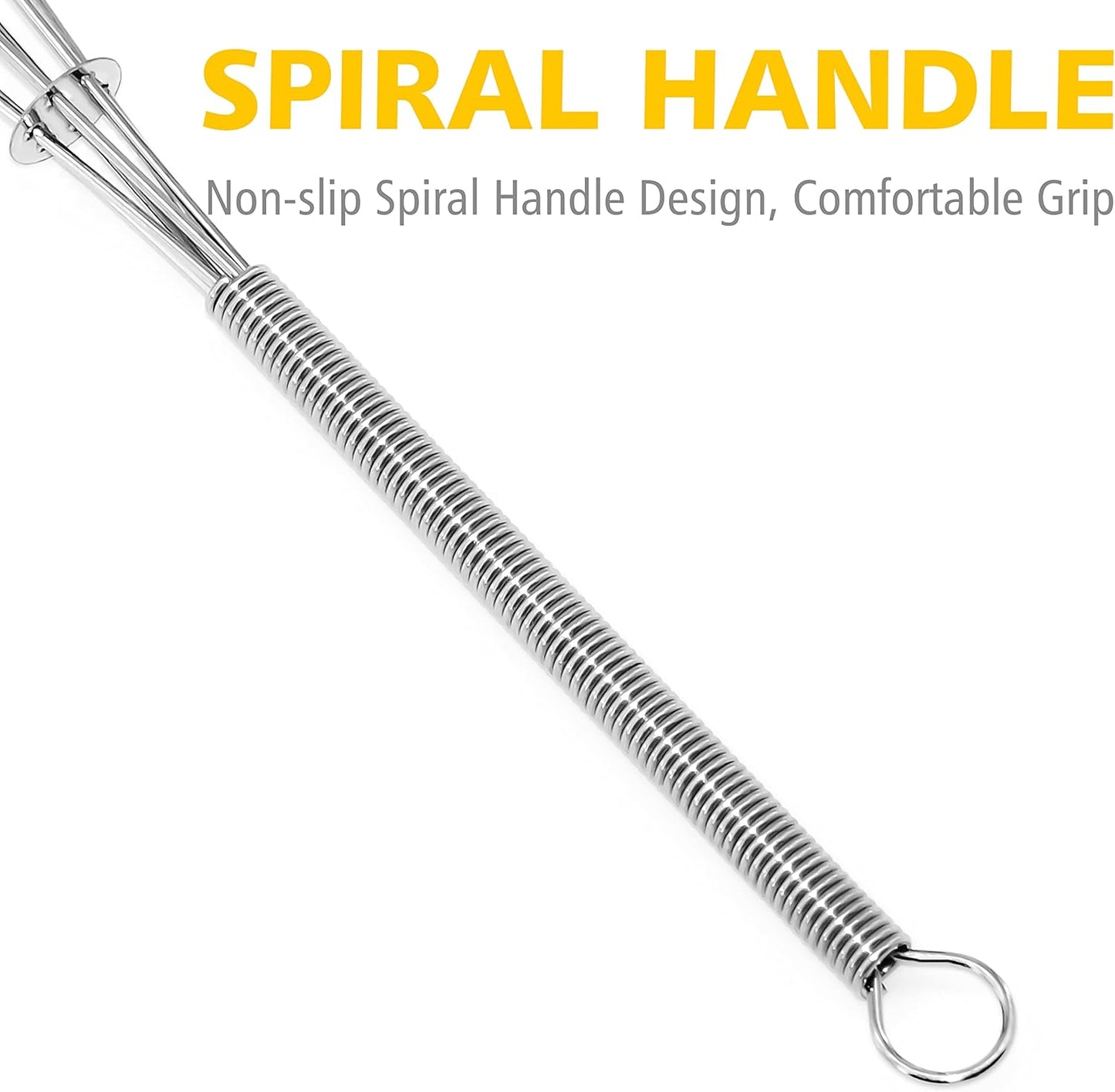 Anaeat Mini Wire Whisks, Set of 4 Portable Stainless Steel Kitchen Tiny Whisk & Egg Beater with Thick Wire - Sturdy Small Mixing Balloon for Cooking, Blending, Whiping, Beating and Stirring (5" + 7")