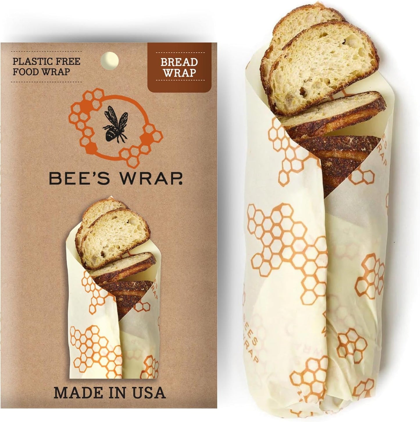 Bee's Wrap Beeswax Wraps for Food - Honeycomb Bread Wrap - Made in USA Reusable Bread Storage Bags - Organic & Eco-Friendly Alternative to Aluminum Foil, Sourdough Bags & Plastic Wrap