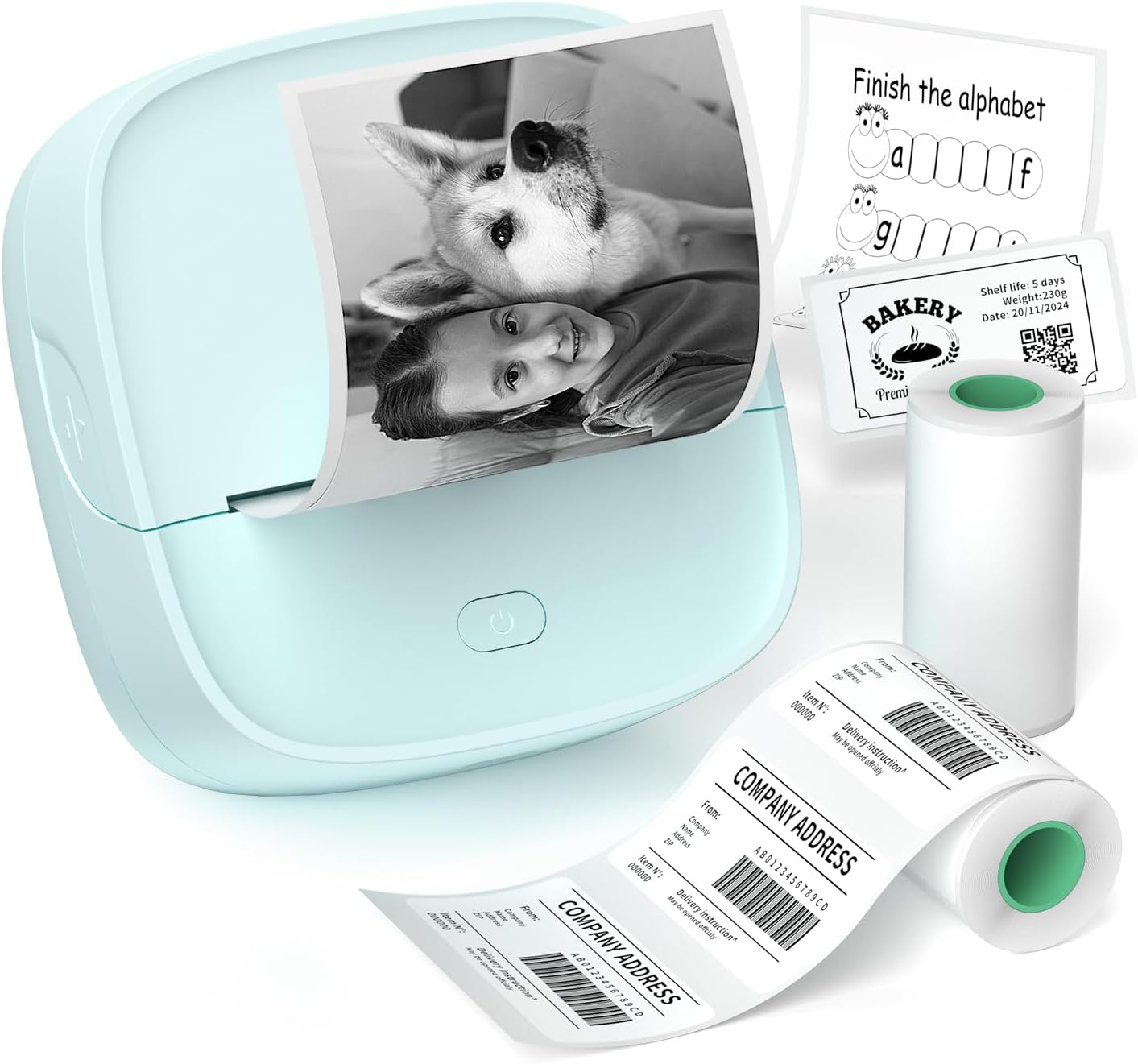 JD-23 Sticker Printer, Mini Portable Thermal Printer Print Pod, Inkless Bluetooth Label Maker Machine for DIY Crafts, Journaling, Office & Home Use, Includes 2 Rolls Sticker Paper