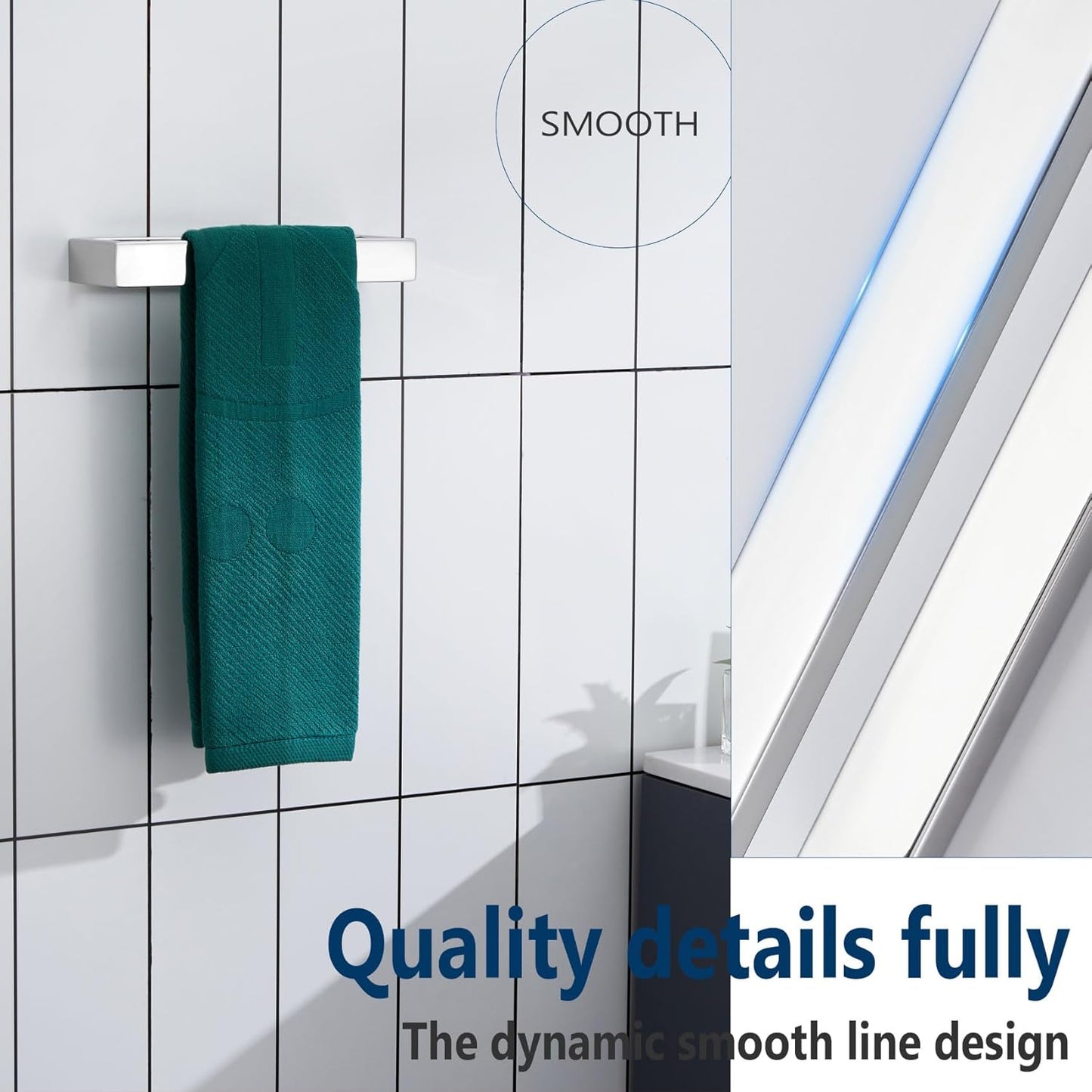 KOKOSIRI Towel Ring Chrome Hand Towel Bars Rack 9-Inch Kitchen Holders Polished Stainless Steel Bathroom Hardware Wall Mounted, 2 Pack B4008CH-L9-P2