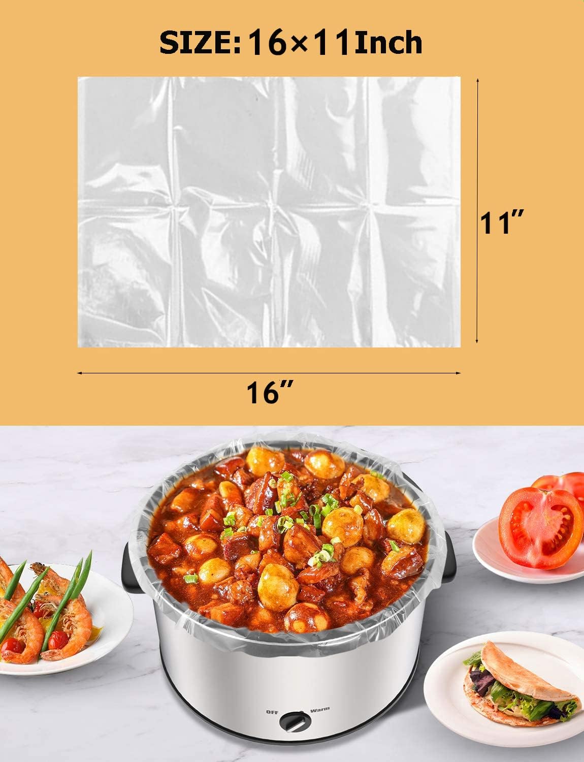 32 Counts Slow Cooker Liners Small Size(11 x 16 Inch) Kitchen Disposable Cooking Bags Fits 1 to 3 Quarts Safe for Oval or Round Pot -2Pack