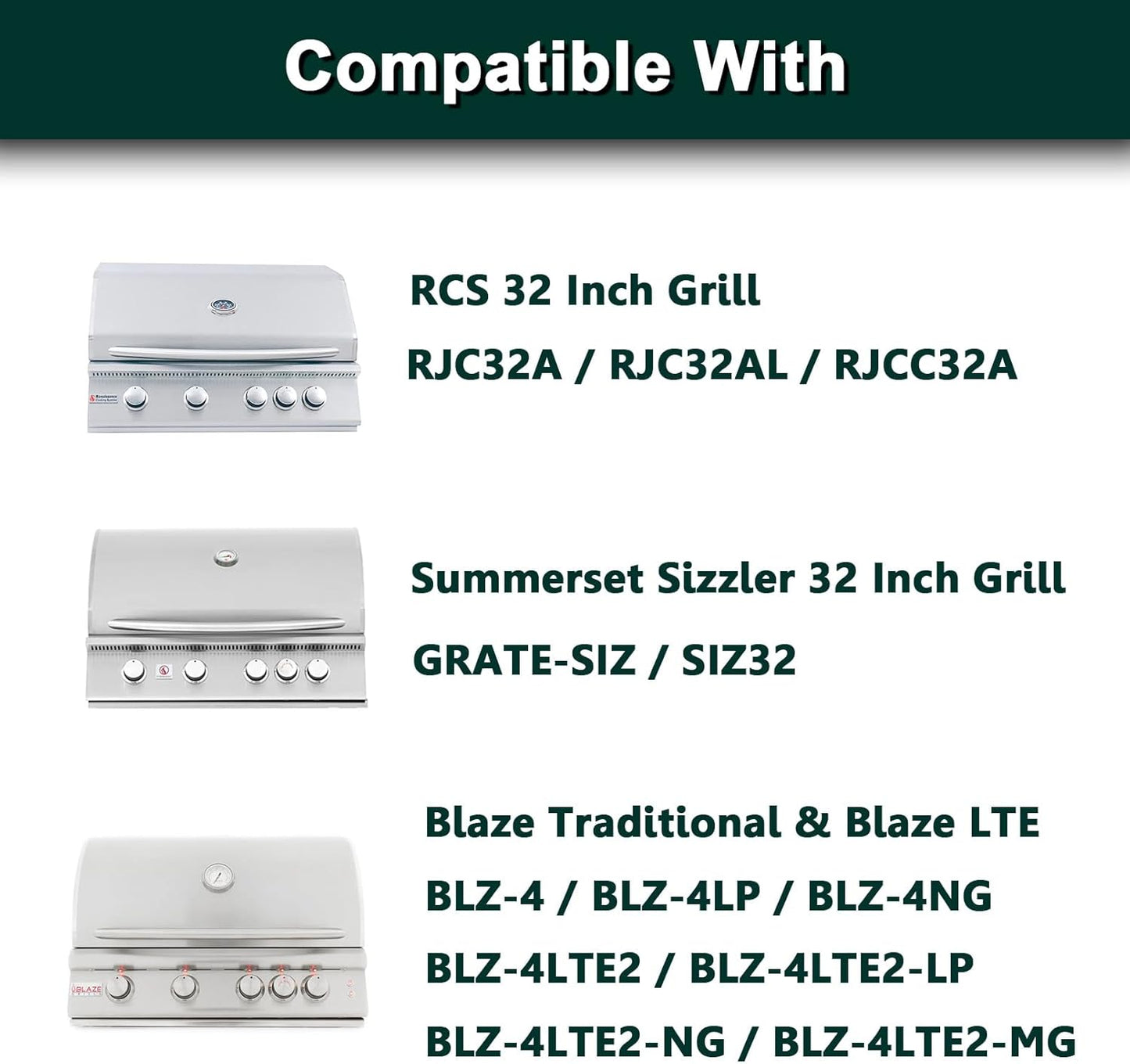 RJC008P RJC32A Grates Grill Replacement Parts for RCS Grill Parts 32’’ Premier RJC32AL Cooking Grid Blaze 4 Burner BLZ-4LTE2-NG BLZ-4LTE2-LP BLZ-4LTE2MG-LP BLZ-32-034 Summerset Sizzler Grill Grates