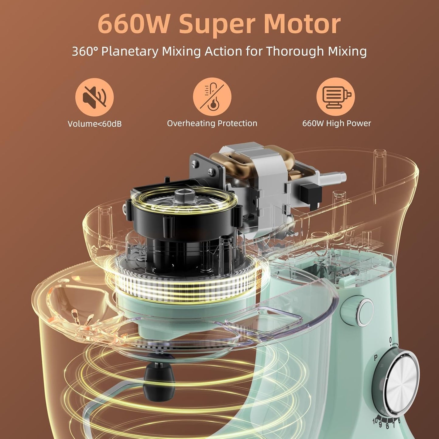 Electric Stand Mixer, 10 Speeds Tilt-Head Food Mixer, 3-IN-1 Kitchen Mixer for Daily Cooks with Dishwasher-Safe 6.5 QT Bowl,Dough Hook, Beater, Whisk (Agave Green)