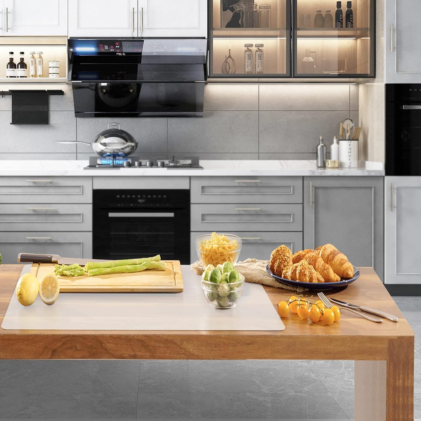 Ewen 39.4x23.5in 2mm Extra Large Silicone Mat, Thick Heat Resistant Placemat Silicone Mats for Kitchen Counter, Bar Workbench Table Protector Cover Pad for Air Fryer Coffee Maker Stove Translucent