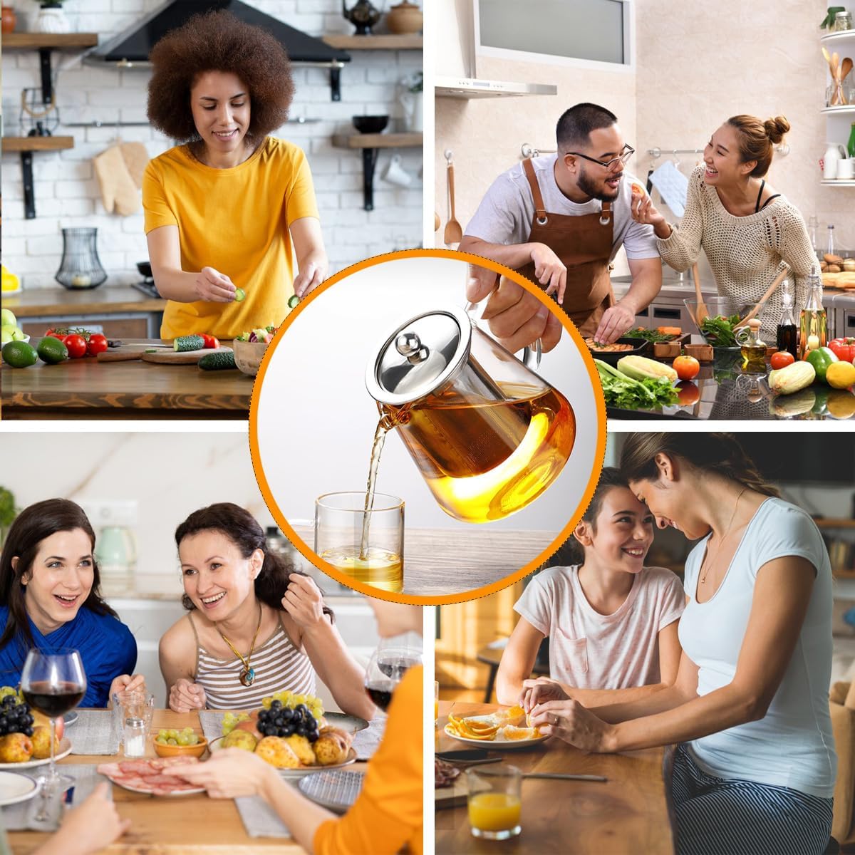 Glass Teapot (25oz/750ml) MJZQCD with Removable Stainless Steel Infuser,Glass Tea Pot transparent Stovetop tea Kettle,Blooming and Loose Leaf Tea Maker,Microwave & Dishwasher Safe