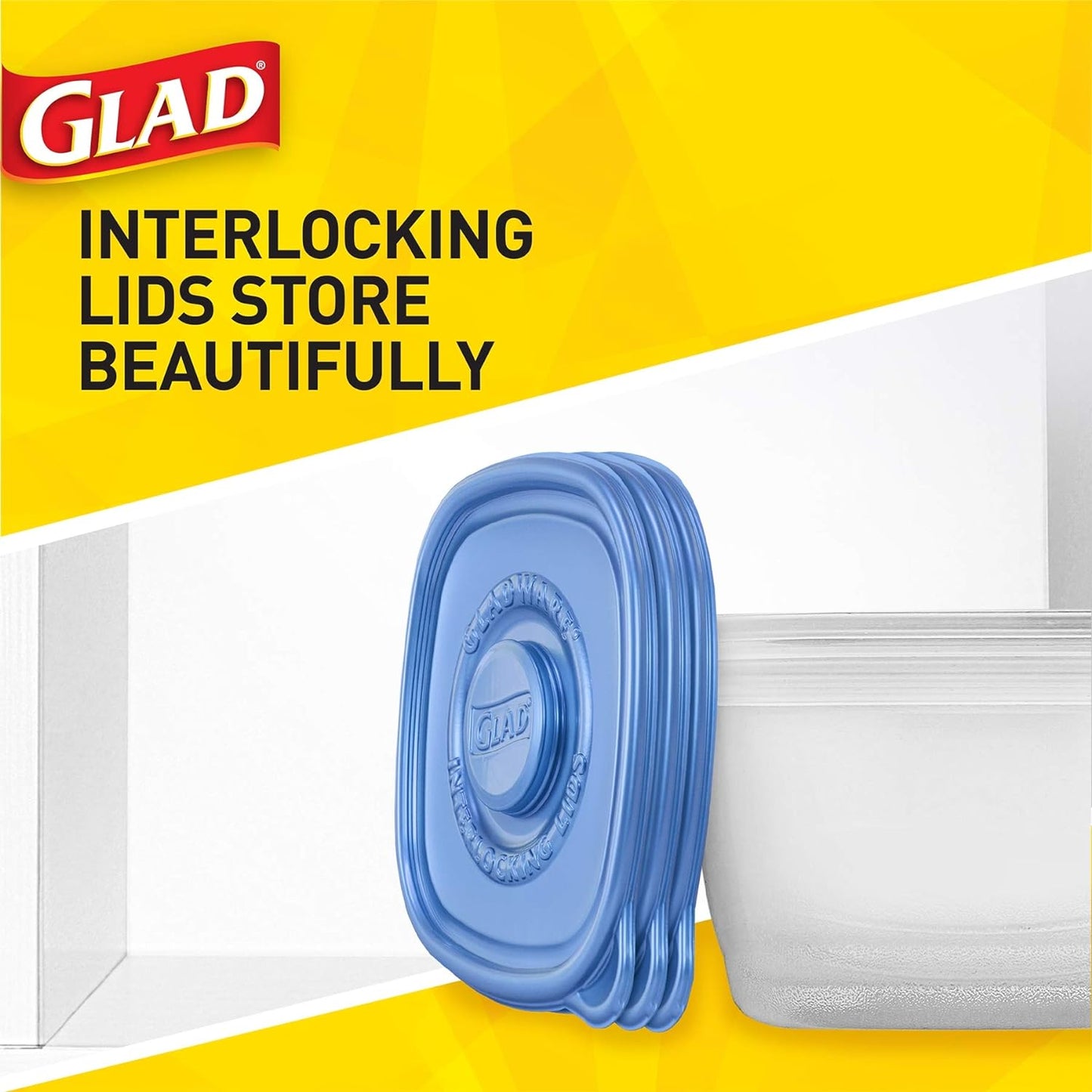 Glad GladWare Entrée Food Storage Containers, Medium Square - Meal Container Holds up to 25 Ounces of Food - Lock Tight Seal, 5 Count - 2 Pack