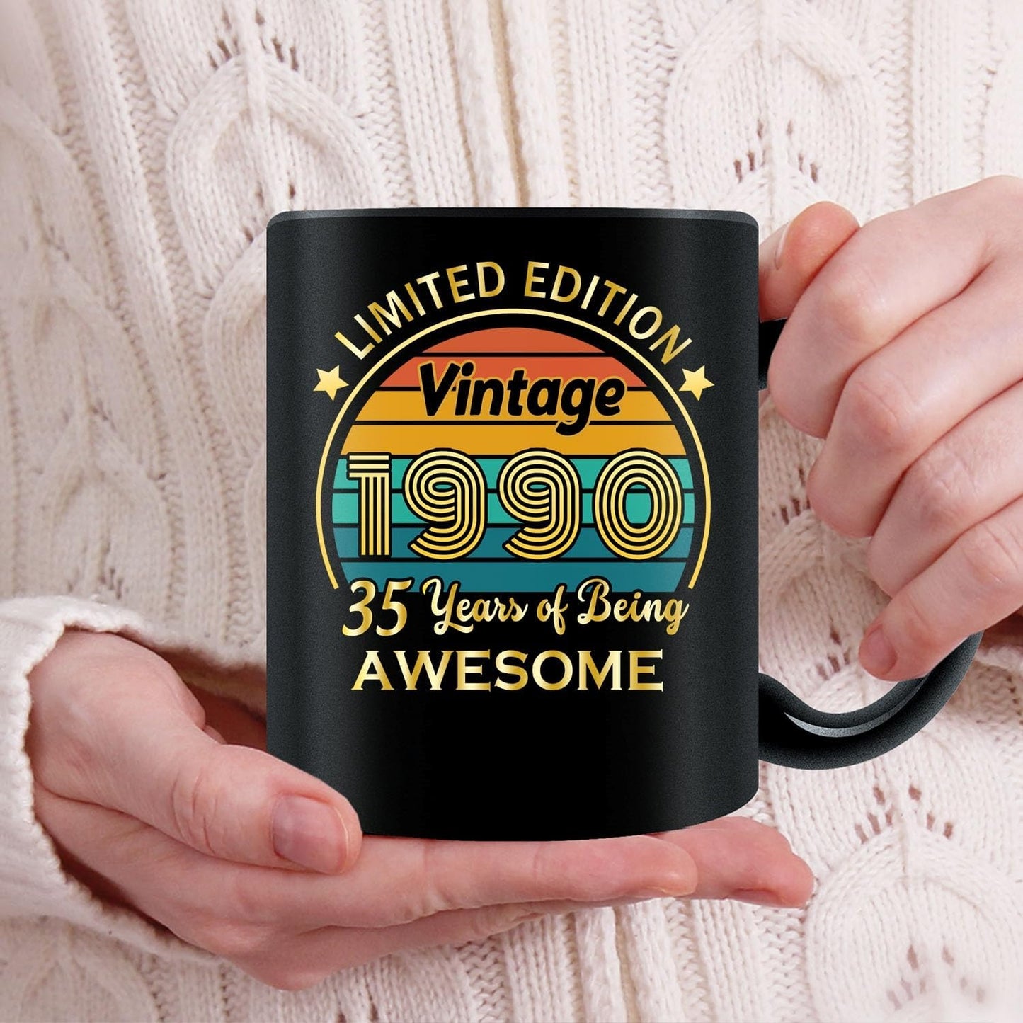 QUPT 35th Birthday Gifts for Women Men, 35th Birthday Gifts for Him, 1990 Birthday Gifts for Women Men, 35 Years Old Gifts, 1990 Birthday Gifts for Her Him, 35th Birthday Presents Coffee Mug