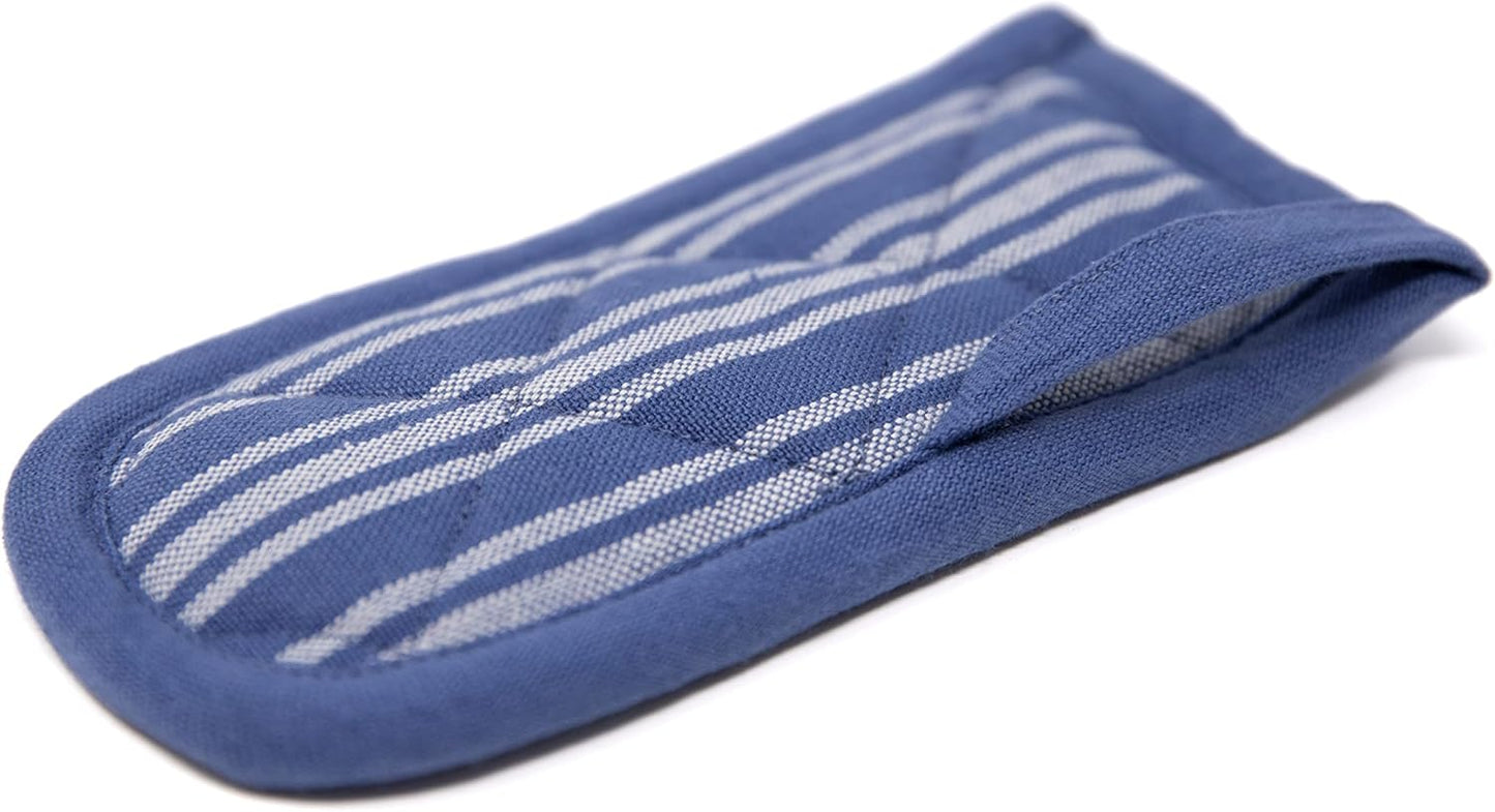 Sticky Toffee Pan Handle Covers for Cast Iron Skillet, Set of 2, Blue Heat Resistant Sleeves, 3 x 6 in, Oeko-Tex Cotton Hot Pot Holders