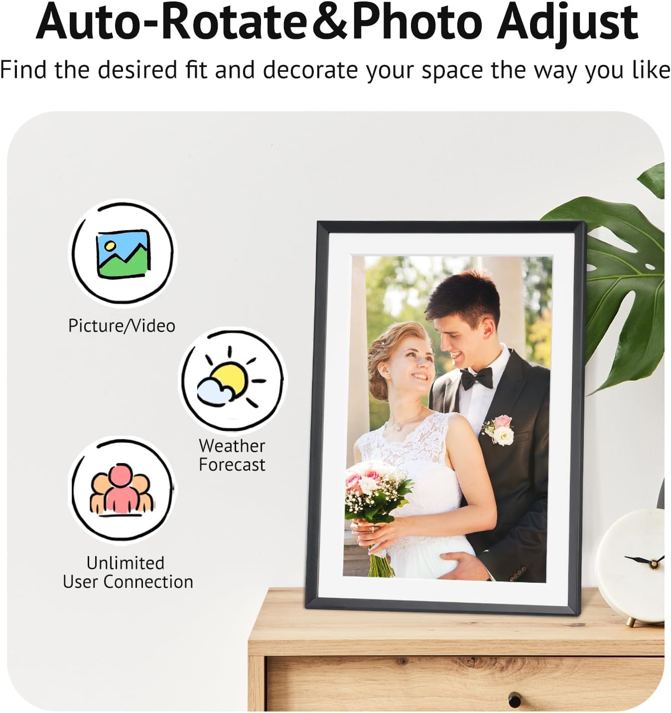 15.6'' Digital Picture Frame with 1920x1080 IPS Touch Screen, Smart Digital Photo Frame with 32GB Storage, Easy Setup to Share Photos/Videos via Free App