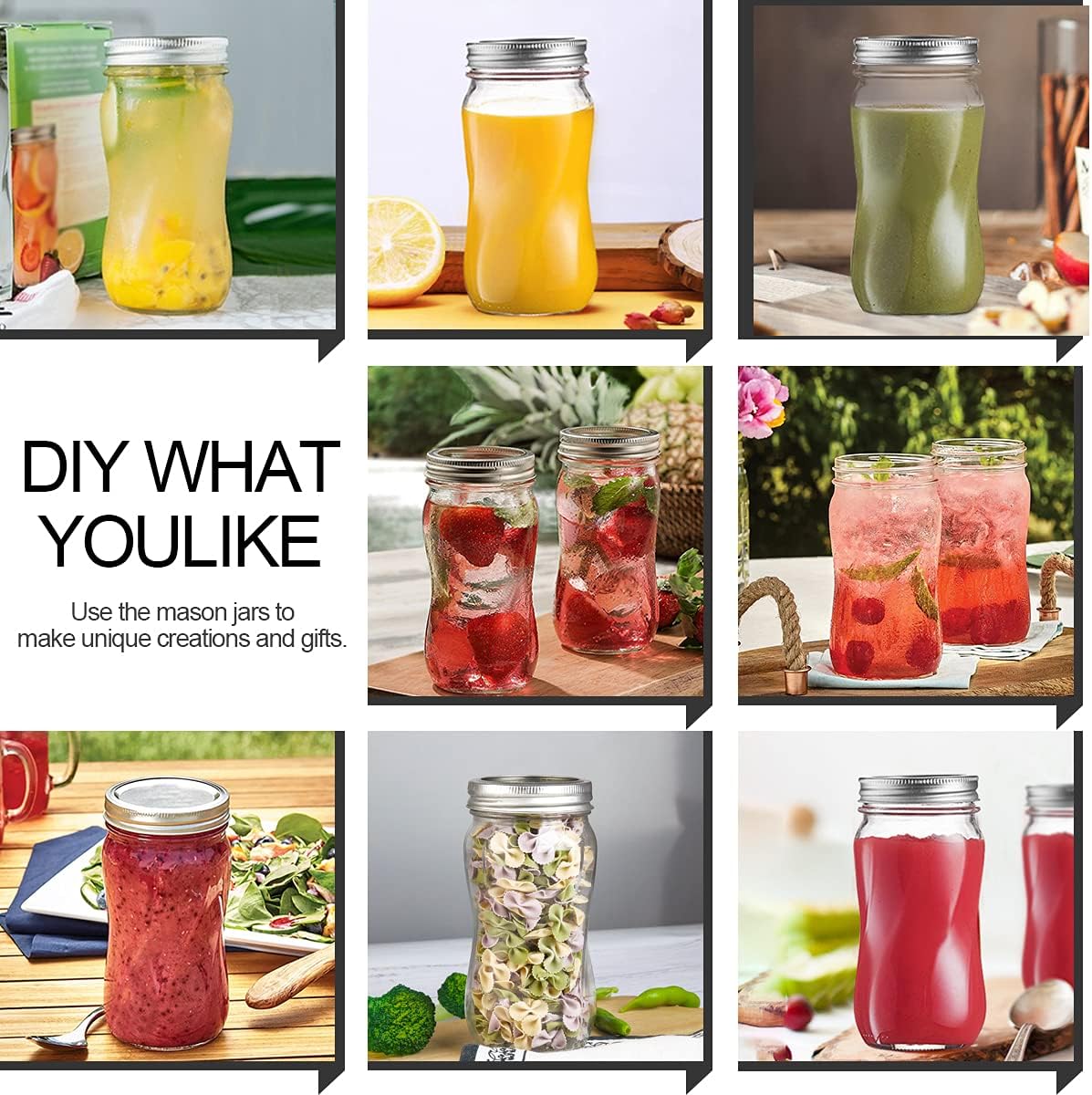 KAMOTA Mason Jars 16 OZ With Regular Lids and Bands, Ideal for Meal Prep, Jam, Honey, Wedding Favors, Shower Favors, DIY Spice Jars, 12 PACK, 20 Whiteboard Labels Included