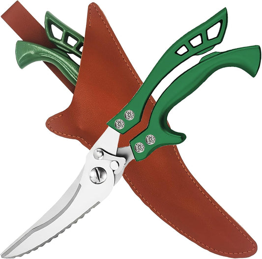 Poultry Shears Heavy Duty by ANDONG,All-Purpose Kitchen Scissors for Food,Heavy Duty Kitchen Shears for Food,Chicken Shears,Spatchcock Shears,Green