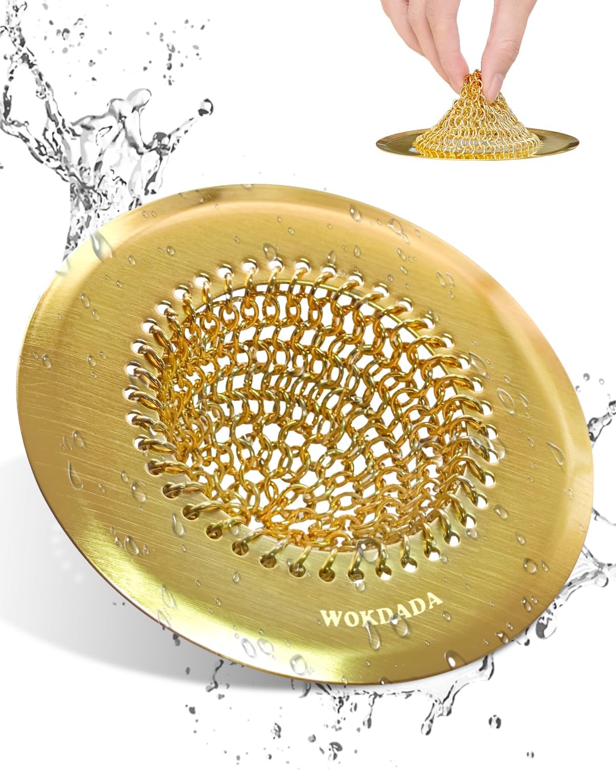 Gold Sink Strainer, Reversible Mesh Sink Strainer with 304 Stainless Steel, Revolutionary Anti-Rust Kitchen Sink Drain Strainer Food Catcher for Garbage Disposal Without Clogging