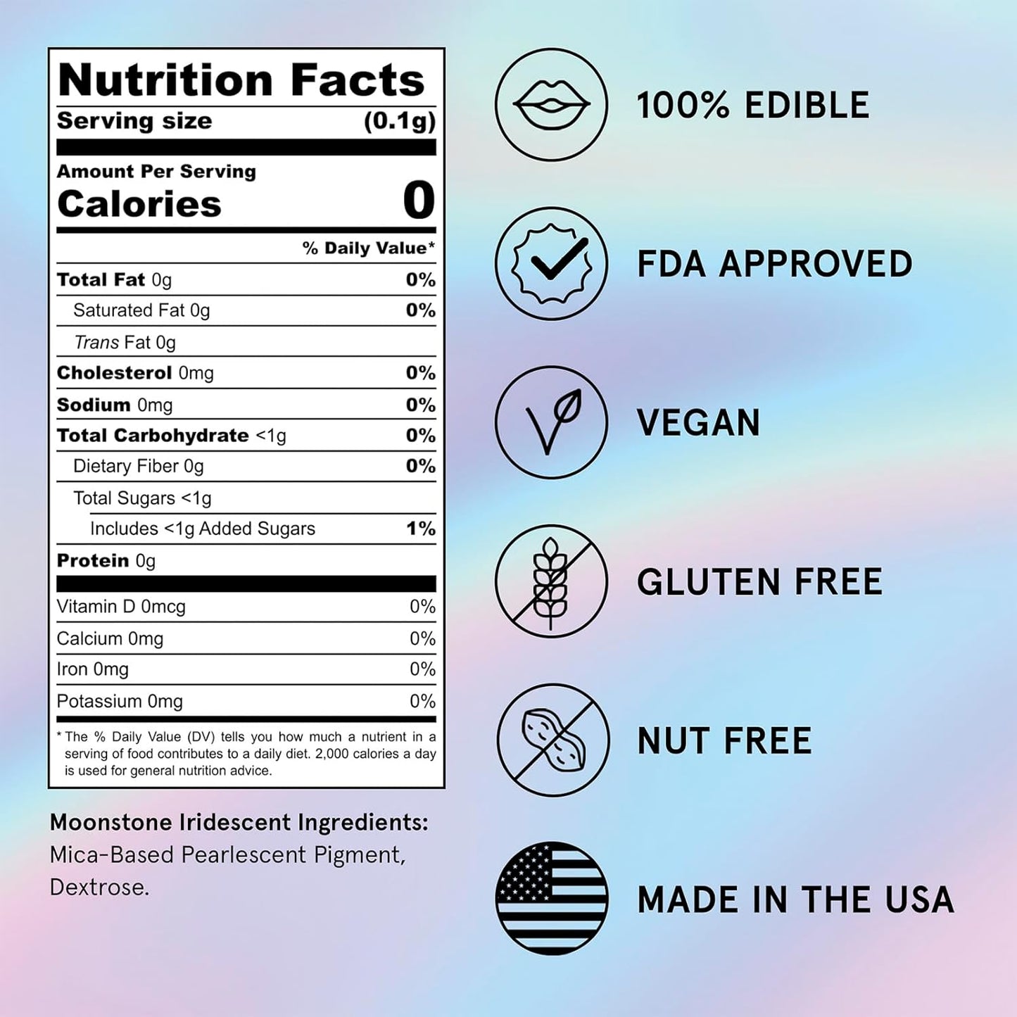 Fancy Sprinkles Moonstone Iridescent Edible Glitter Set, 100% Edible Glitter for Sparkling Food & Drinks, No Taste or Texture, (3 jars Of Moonstone Iridescent, 4gm each)