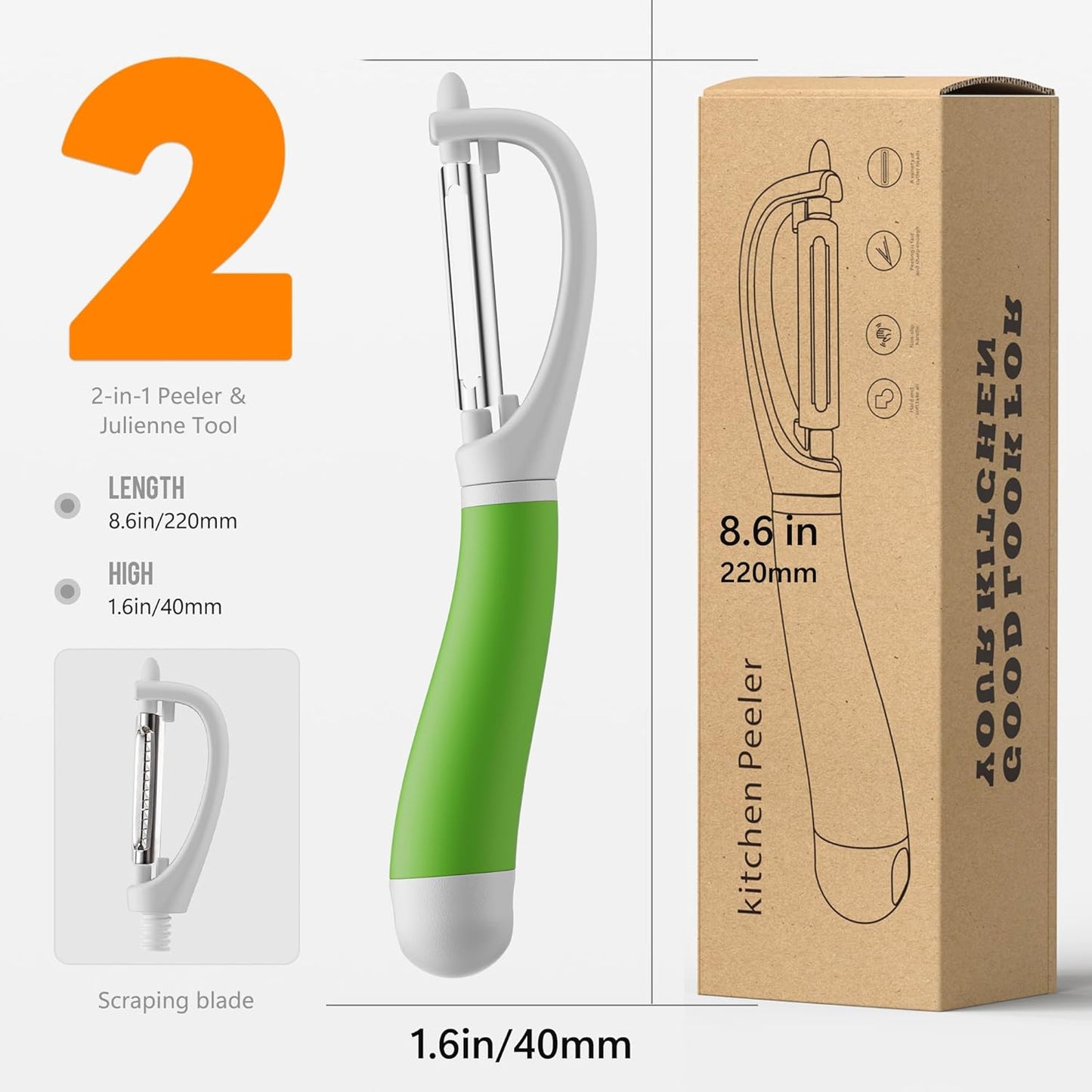 Li&Zhao Vegetable Peelers - Potato Peelers Fruit Peeler Veggie Peeler Carrot Peeler Apple Peeler Garlic Peeler kitchen tools Corn Peeler(2 Blades)