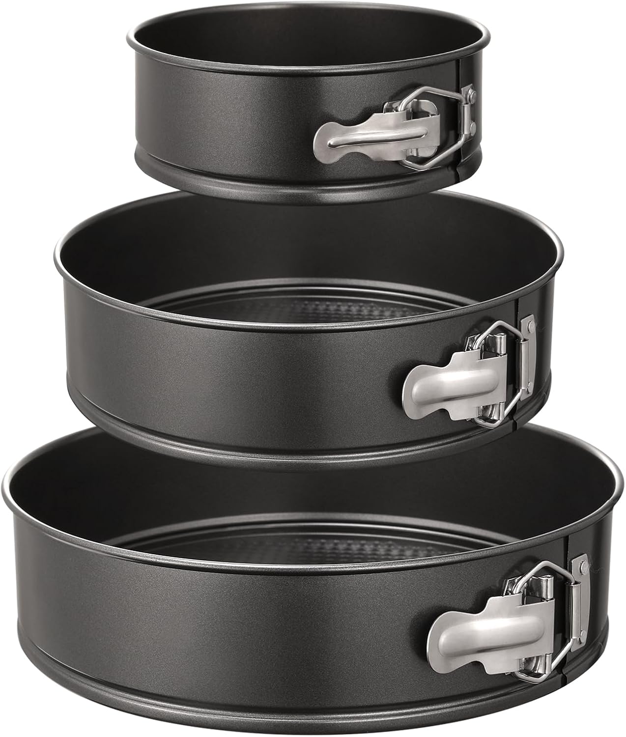 Hiware Springform Pan Set of 3 Non-stick Leakproof Round Cake Pan Set Includes 3 Pieces 6" 8" 10"