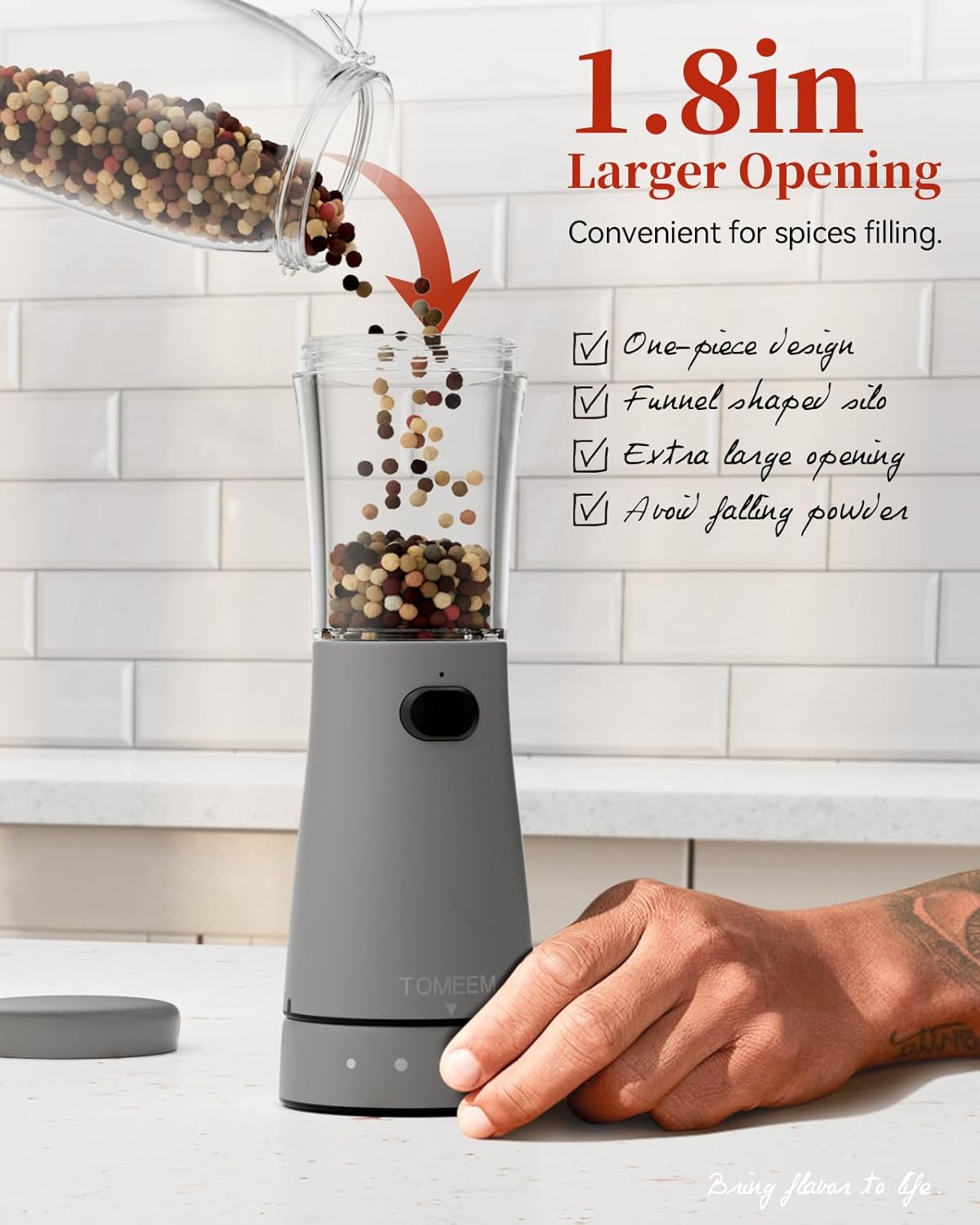 Electric Salt and Pepper Grinder Set with Storage Base, Stainless Steel Rechargeable Salt and Pepper Grinder Set with 4.5 oz Large Capacity, 1.8" Wide Mouth, Adjustable Coarseness, Ideal for Kitchen