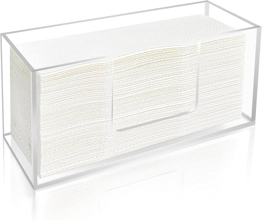1Pack Acrylic Paper Towel Dispenser, Napkin Holder for Bathroom, Kitchen & Countertop – Paper Towel Holder Z-Fold/C-Fold/Multi-Fold Holder, Shatter-Resistant & Space-Saving (1)