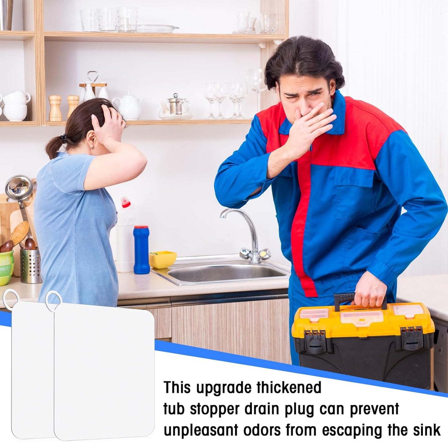 Yinkin 6 Pcs Drain Covers to Keep Bugs Out Silicone Shower Floor Tub Stoppers Bathtub Drain Stoppers Sewer Anti-Odor Mats Deodorizing Plugs for Bathroom(6 x 6 Inch,Square,White)