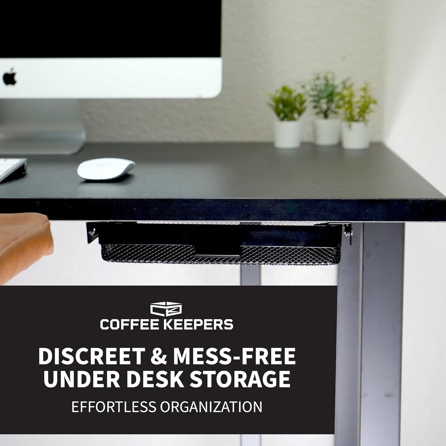 Everything Keeper - Organizer for Home, Kitchen, Bathroom, RV, Small Spaces - Storage Organizers - Compact Metal Basket - Under Cabinet Holder - Easy Install - Holds Strong - 13 x 10 x 2.5 in - Black