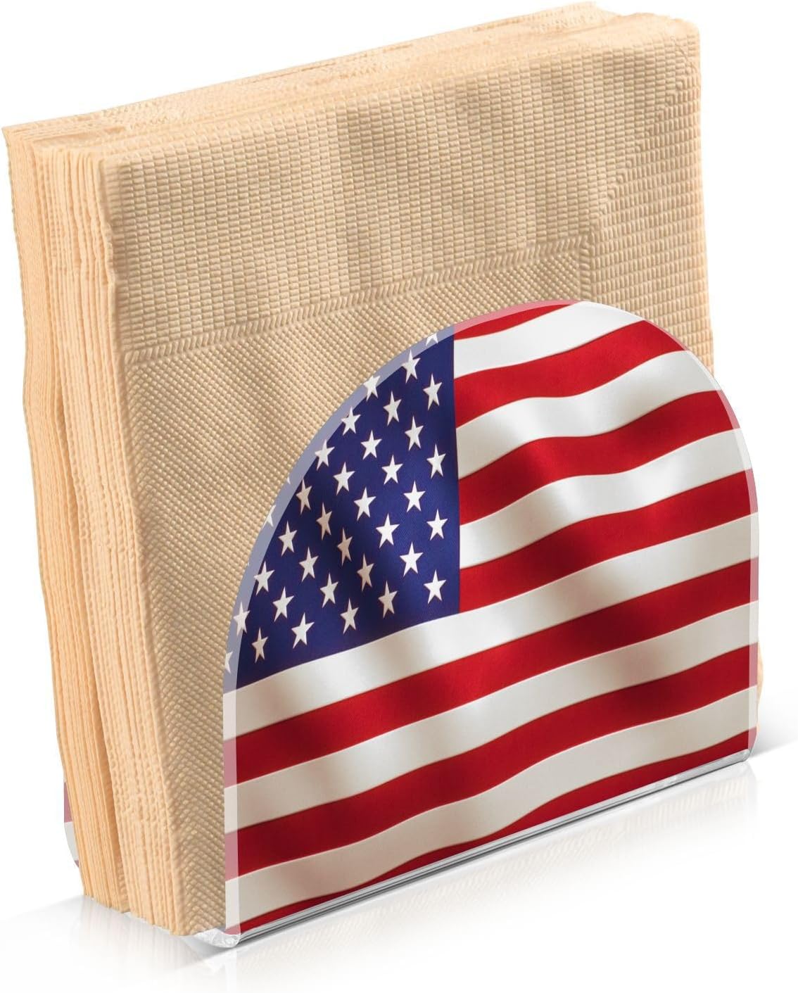 American Flag Napkin Holder for Table Paper Napkins Holder Acrylic Tissue Dispenser Kitchen Dining Room Bathroom Party Car Decor