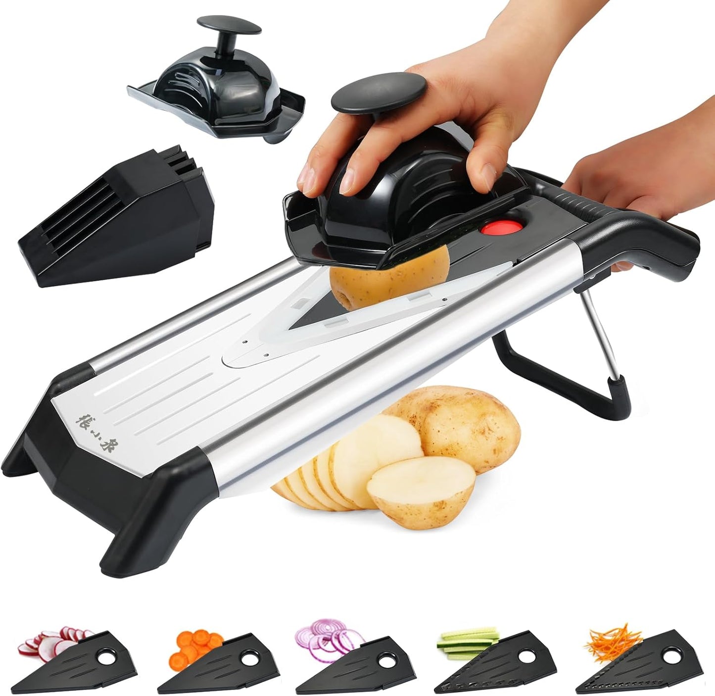 ZHANG XIAO QUAN SINCE 1628 Mandoline Slicer for Kitchen, Vegetable Chopper Stainless Steel Food Slicer Veggie Slicer Onion French Fry Cutter Potato Julienne, 5 Blades, Kitchen Utensils