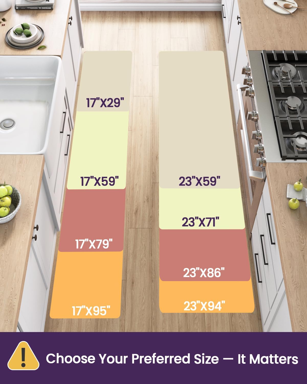 DEXI Kitchen Floor Mats Cushioned Anti Fatigue, 23x71, Large Wide Standing Runner Rug Waterproof, Comfort Memory Foam Padded for Front Sink Laundry, Grey