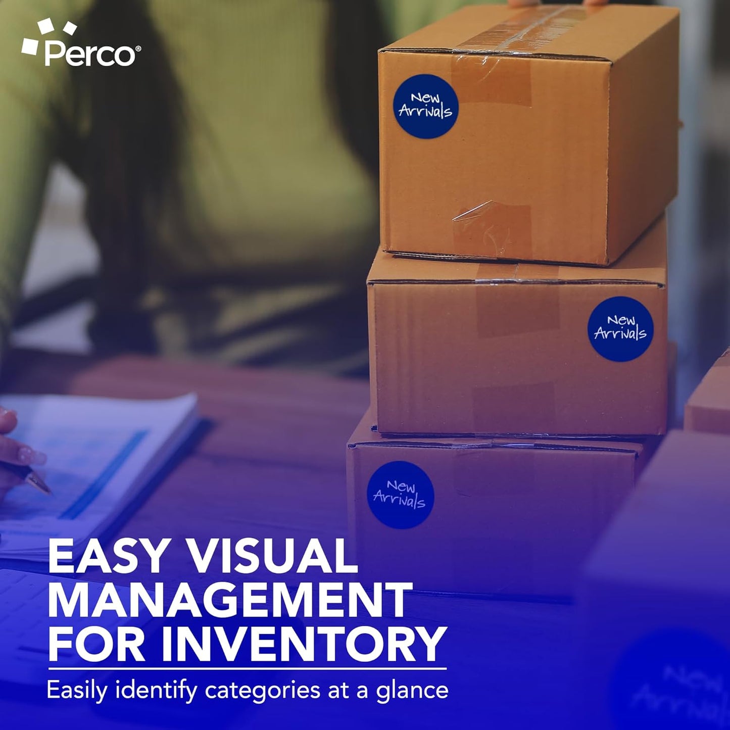 Perco Dark Blue 3-Inch Round Circle Dot Sticker Labels - Multi-Roll Pack (3 Rolls, 500 Labels Each) - Permanent Adhesive, Vibrant Colors, Strong Hold - Perforated for Easy Use - Made in USA