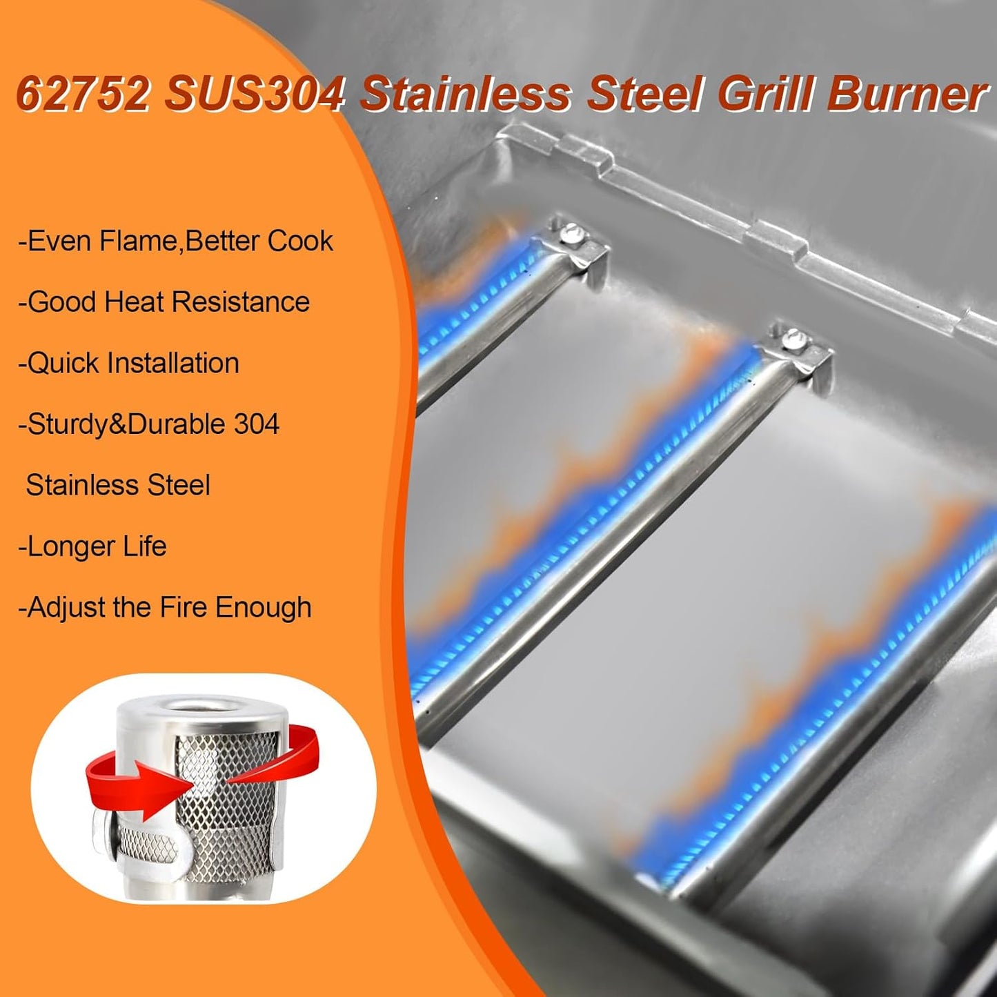 Grill Parts Replacement for Weber Genesis 300 Series E310, E320,E330,S310, S320, S330, EP310, EP320, EP330 with Front-Mounted Control,7620 Flavor Bar 62752 Burner,7622 Heat Deflector