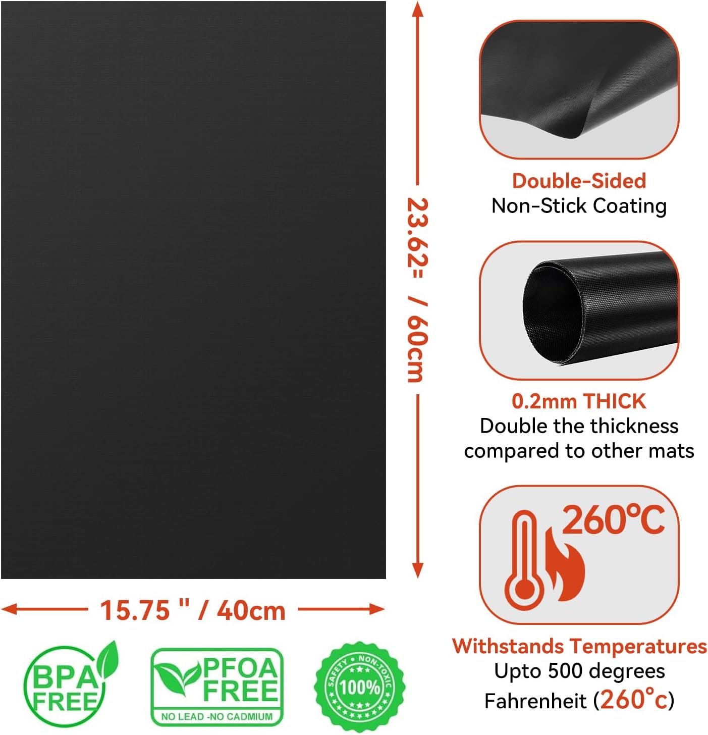 4Pack Oven Liners for Bottom of Electric Gas Oven, 23.6"x 15.7" Thick Heavy Duty Nonstick Teflon Oven Mat, Heat Resistant Grill Baking Mats Outdoor Easy to Clean Gas Stove Liners, BPA & PFOA Free