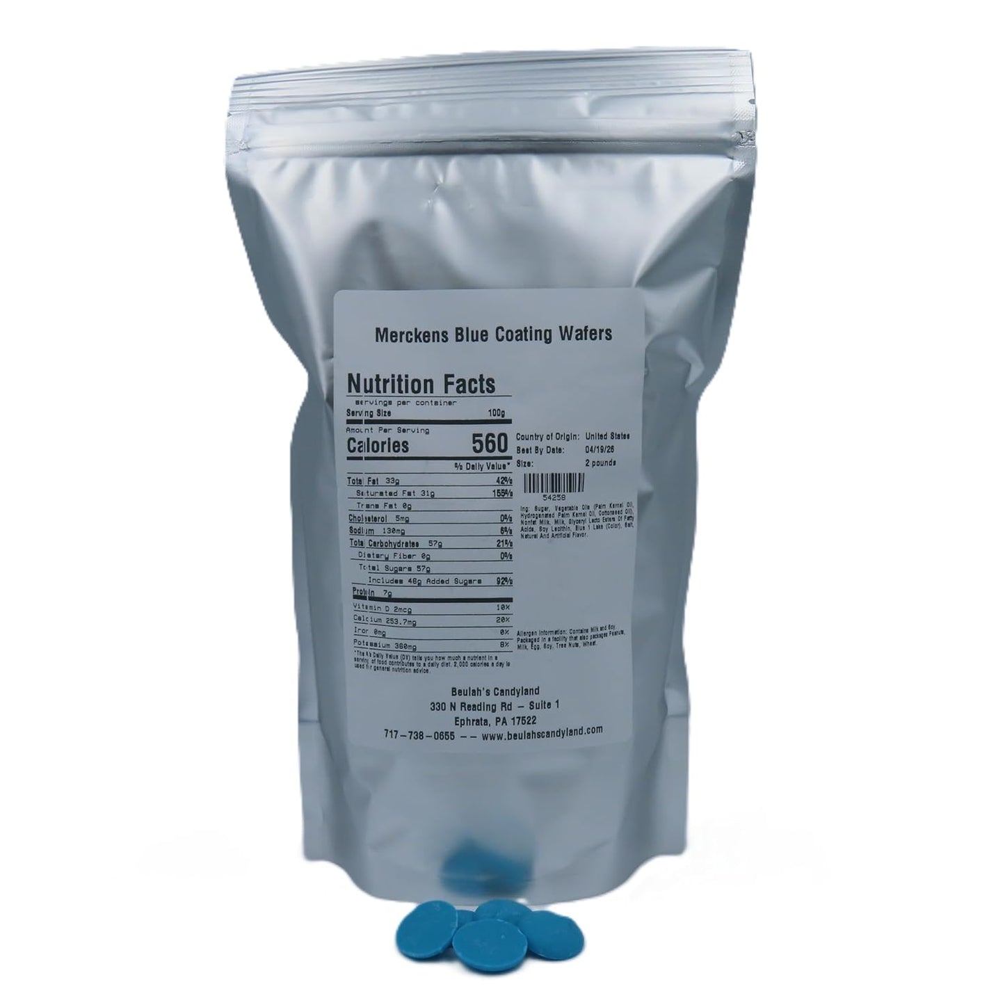 MERCKENS Coating Wafers, Blue Melting Chocolate, 2 Pound Package