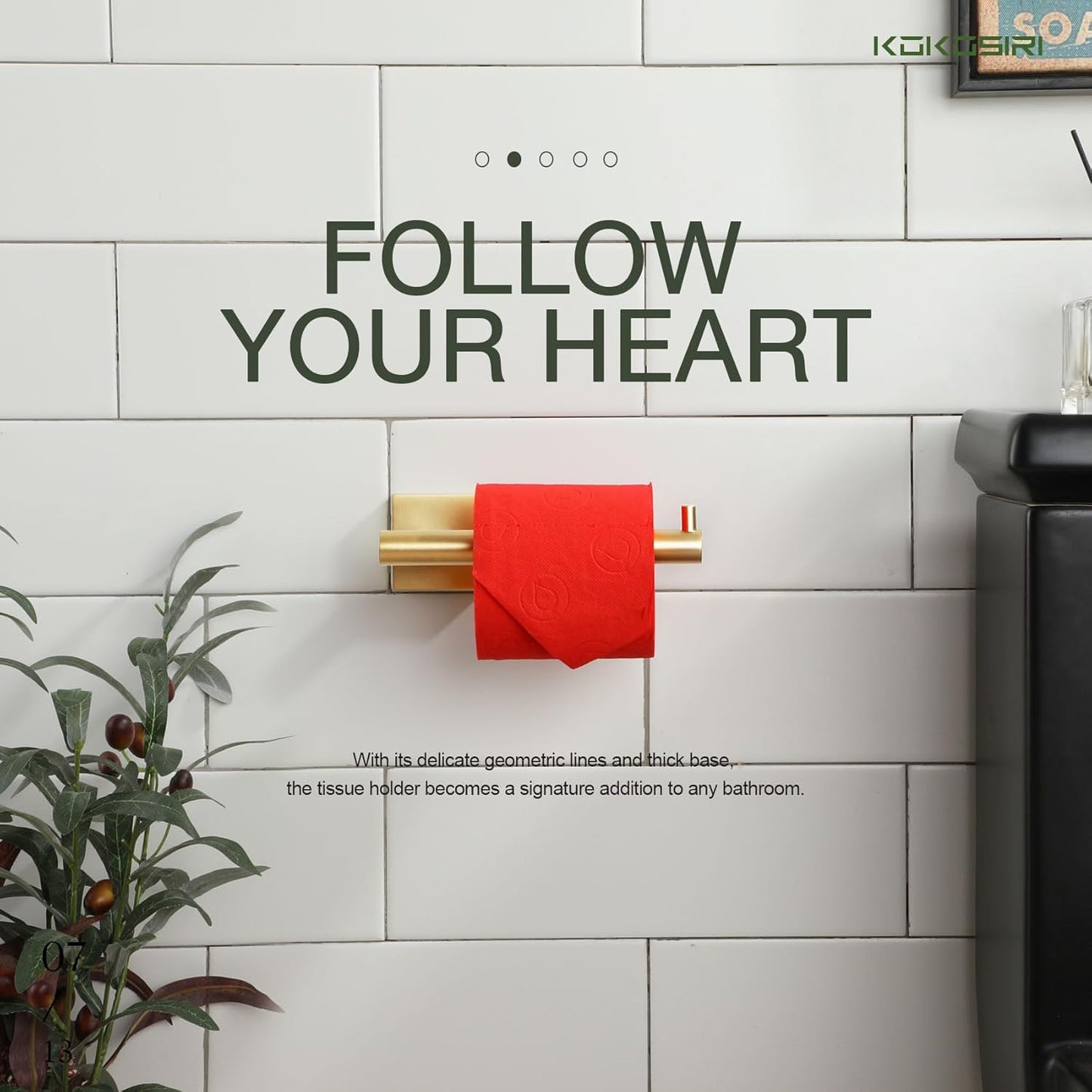 KOKOSIRI Toilet Paper Holder Tissue Paper Dispenser for Bathroom Toilet Roll Holder Brushed Gold Stainless Steel B2005BG