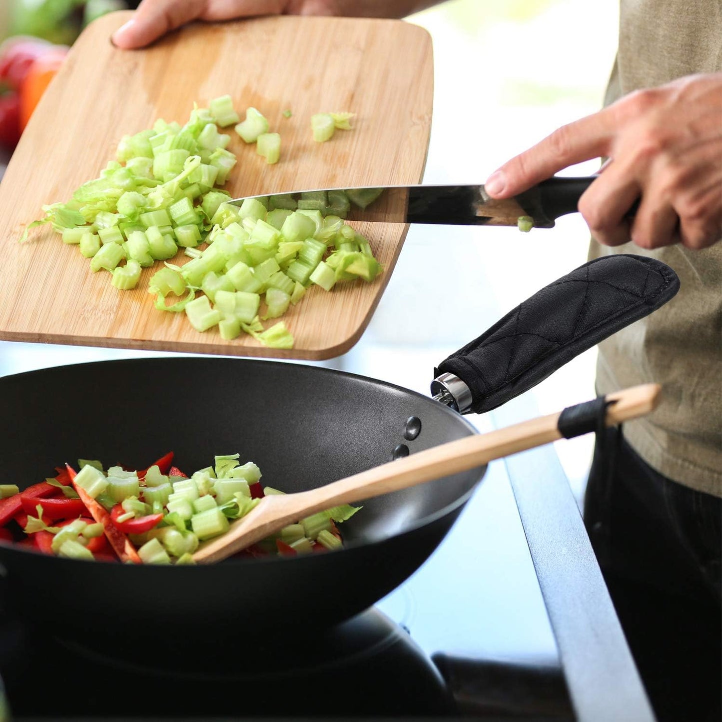 Patelai 24 Pcs Pan Handle Sleeve Covers Cast Iron Handle Cover Heat Resistant Non Slip Skillet Holder Sleeves Mitt for Kitchen Cooking Tools