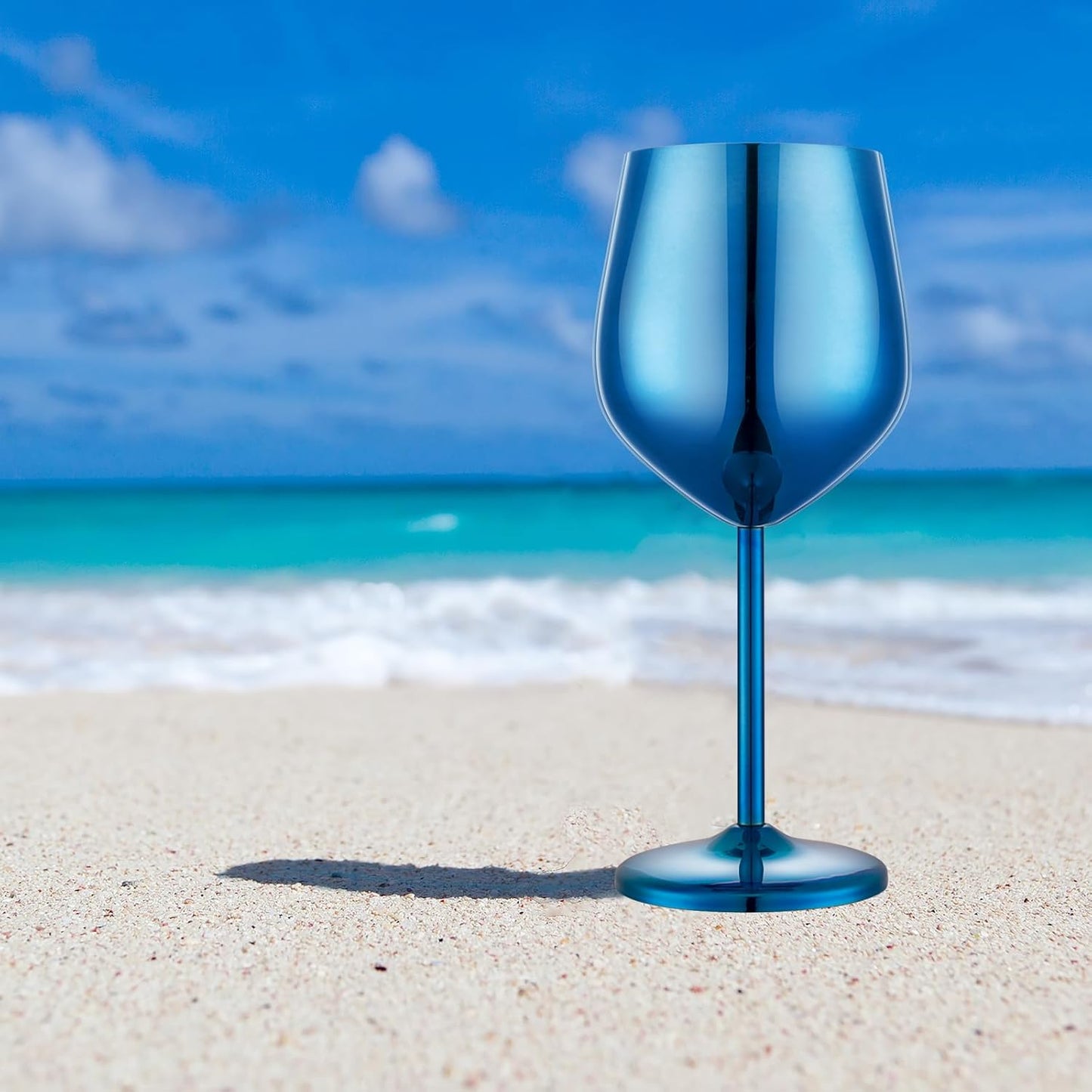 Stainless Steel Wine Glasses Set of 4 Unbreakable Blue Wine Glass 18 oz Unique Metal Wine Goblets for Outdoor, Travel, Camping, Pool, Ideal Gift for Wine Lovers
