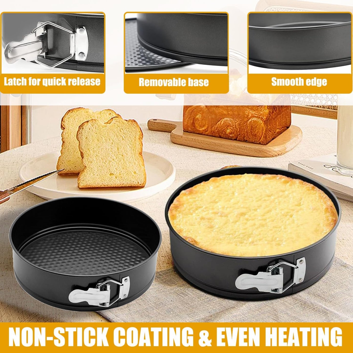 10 Inch Springform Pan Baking Pans Round Leakproof Nonstick Removable Bottom Bakeware for Cake, Cheesecakes, Pizza, and Quiches