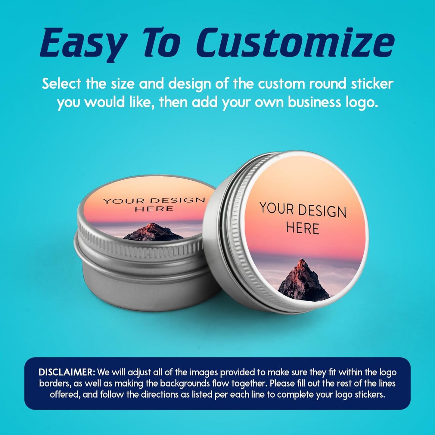 100 Custom Vinyl Stickers - Upload Your own Image, Text, Design, Logo - Personalized Logo Labels for Handmade, Packaging, Bottle, Jars, Candle, Brand Stickers (Mountain, 4x4)