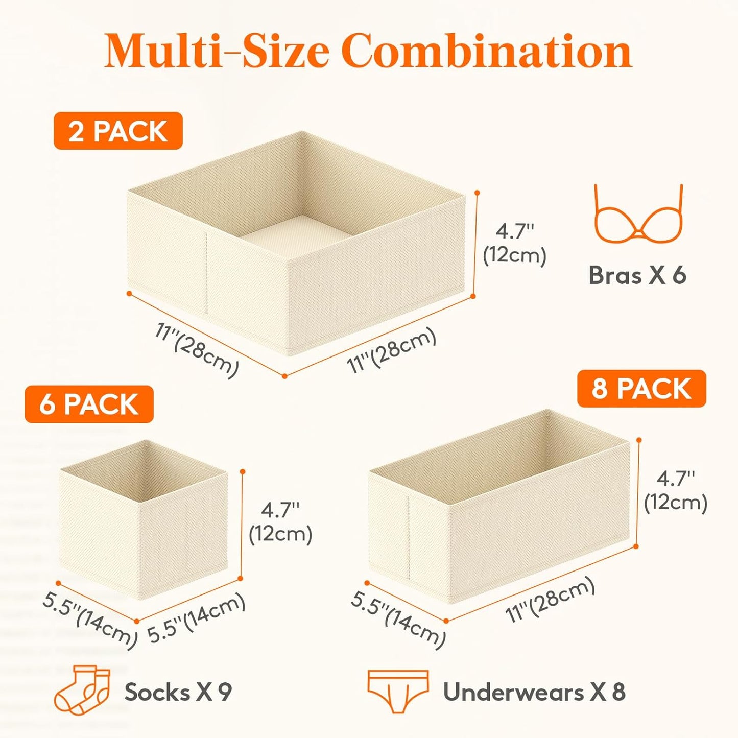 Lifewit 16 Pack Drawer Organizer, Dresser Underwear Drawer Organizer Bins, Foldable Fabric Closet Organizers, Storage Drawer Dividers, Dorm Room Essentials for Clothing, Socks, Towels, Ties Khaki