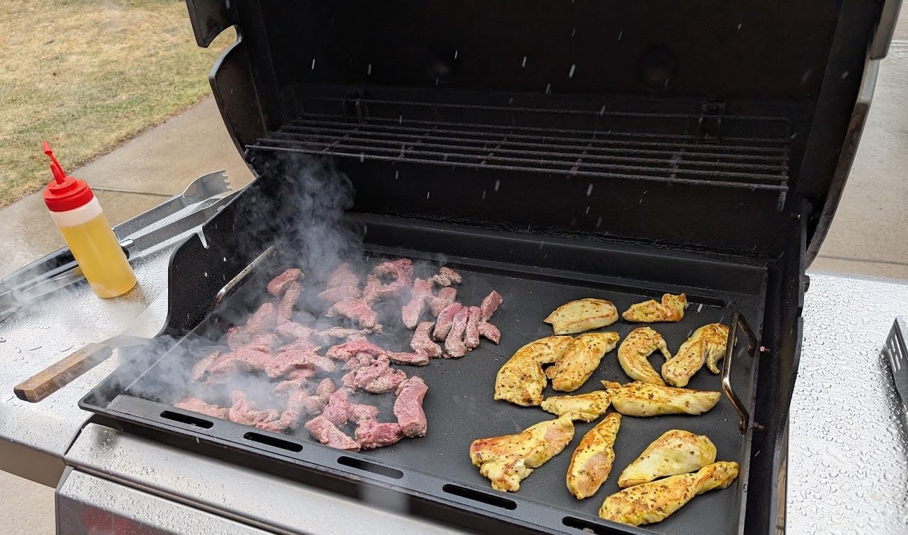 Full Size Griddle with Handles for Kitchen Aid 720-0709C 720-0826 860-0003C, Flat Top Grill Insert Replacement for KitchenAid 750-0780 870-0003 Nexgrill 720-0709B, Carbon Steel, Non-stick