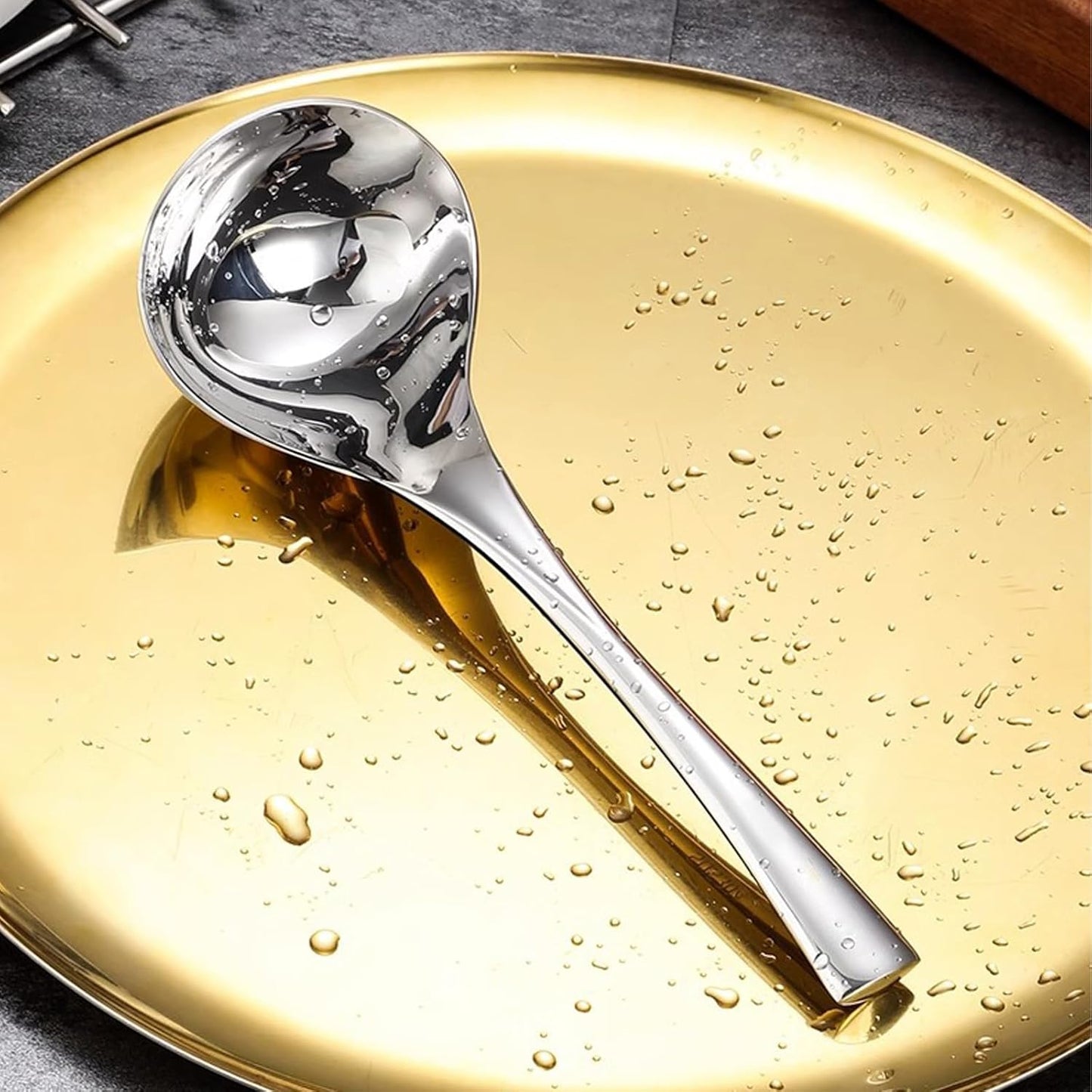 Zjunhm Sauce ladle,Gravy Ladle,Small Soup Ladle,8.3 Inch,SUS304 Stainless,Mirror Polished Dishwasher Safe 1 Piece (Color:Silver).