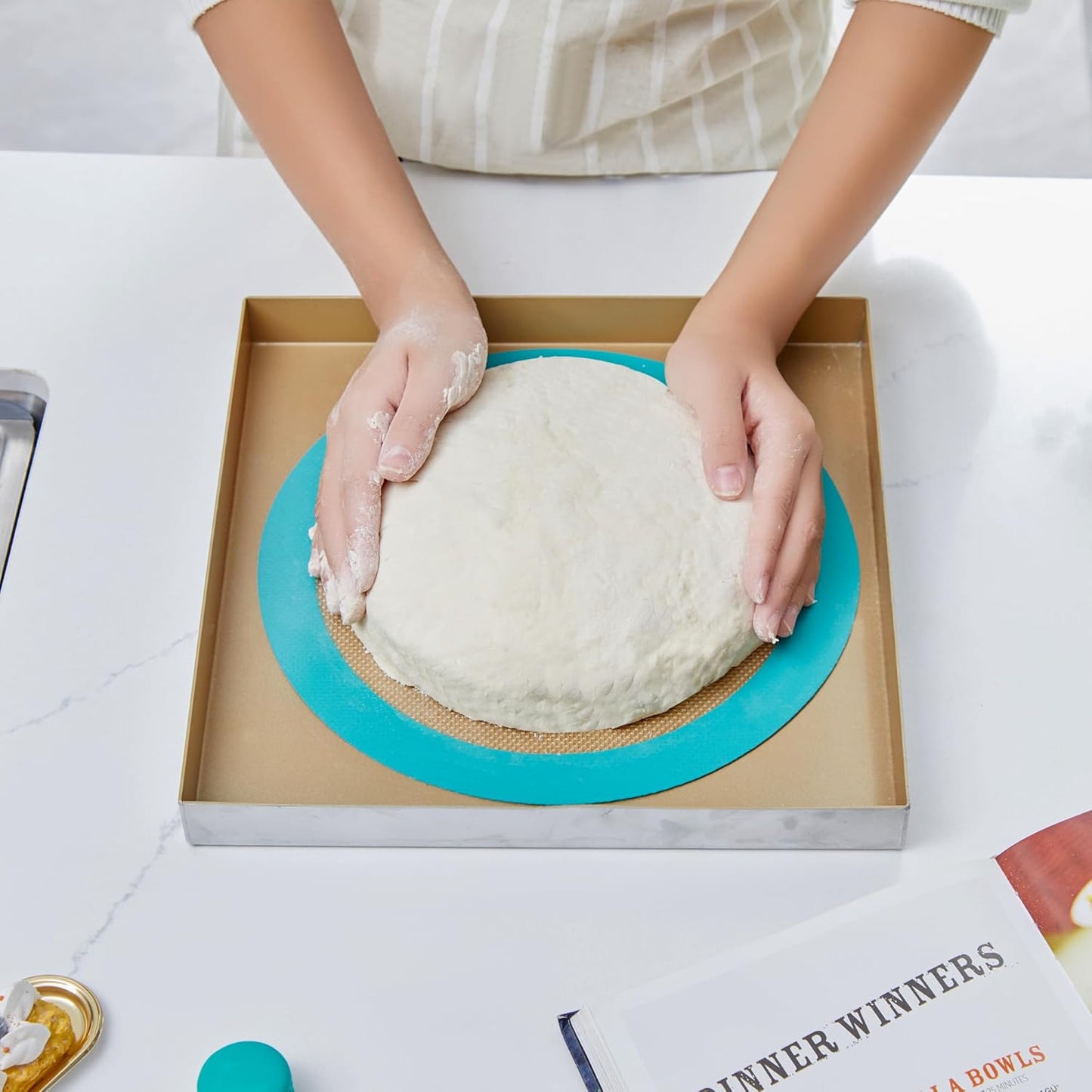 GUYDREMAT 9-Inch Silicone Baking Mats Set of 2 - Non-Adhesive, Heat Resistant Up to 480°F, Durable for Baking Cakes, Pizza, Pastries, Bread, Easy Storage, Ideal for Convection Ovens