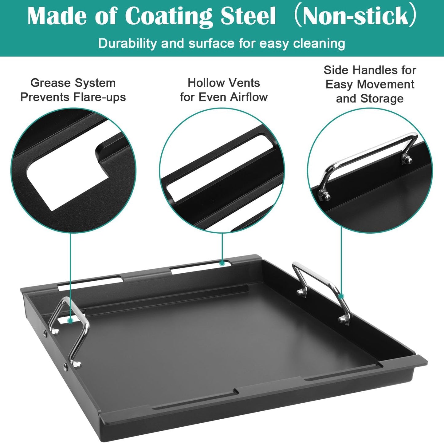 Griddle Inserts & Grate for Weber Genesis II 300 Series Grills, Flat Top Grill Griddle for Weber GS4 Genesis ii E-310/315/325/330/335 S-310/335, Replace for 6788 Full-Size Griddle